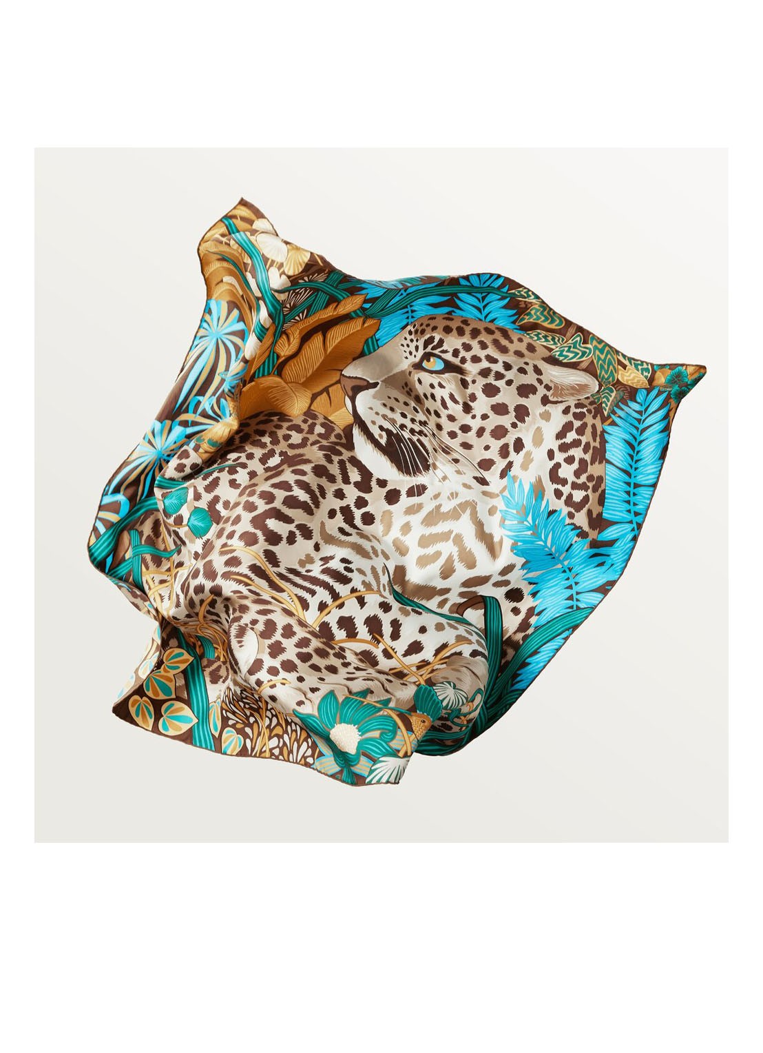 Cartier Panther in the Jungle sjaal van zijde 90 x 90 cm CROS000115 - voorkant 4 donkerbeige