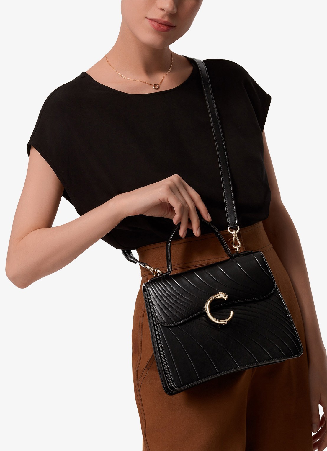 Cartier Panthère C de Cartier Small handtas van kalfsleer CRL1002554 - voorkant 8 zwart