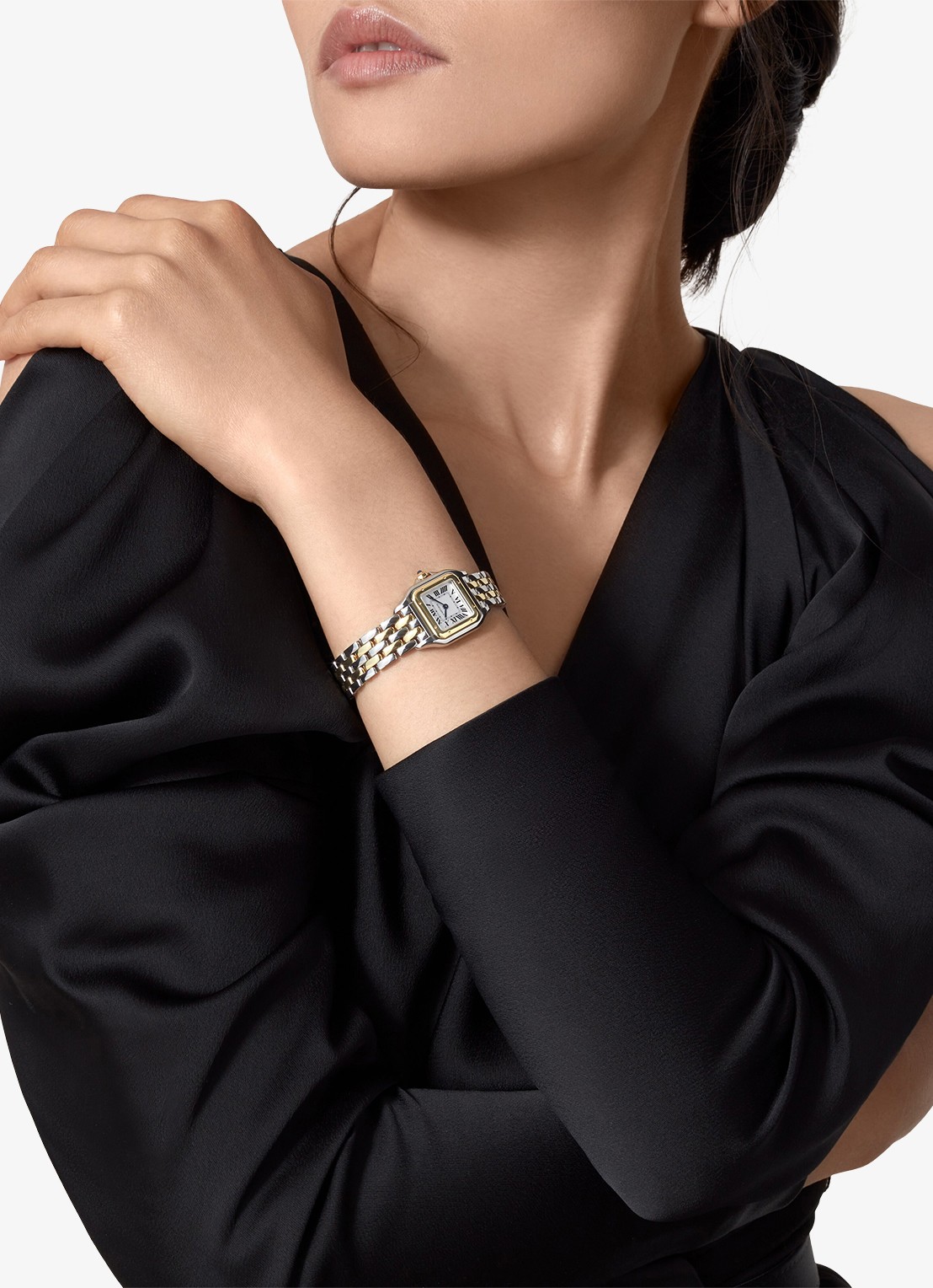Cartier Panthère de Cartier horloge, klein model van 18 karaat geelgoud en staal CRW2PN0018 - voorkant 2 zilver