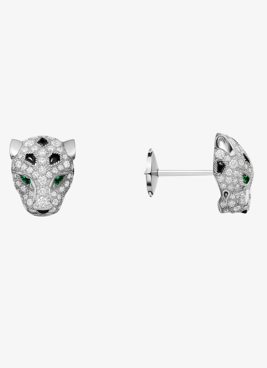 Cartier Panthère de Cartier oorknopjes van 18 karaat witgoud met smaragd, onyx en diamanten CRN8515269 - voorkant 7 witgoud