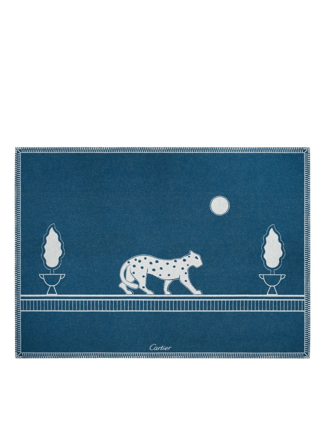 Cartier Panthère de Cartier-plaid van merino wol en kasjmier, met de handwerk finish 190 x 140 cm CROS000088 - voorkant blauw