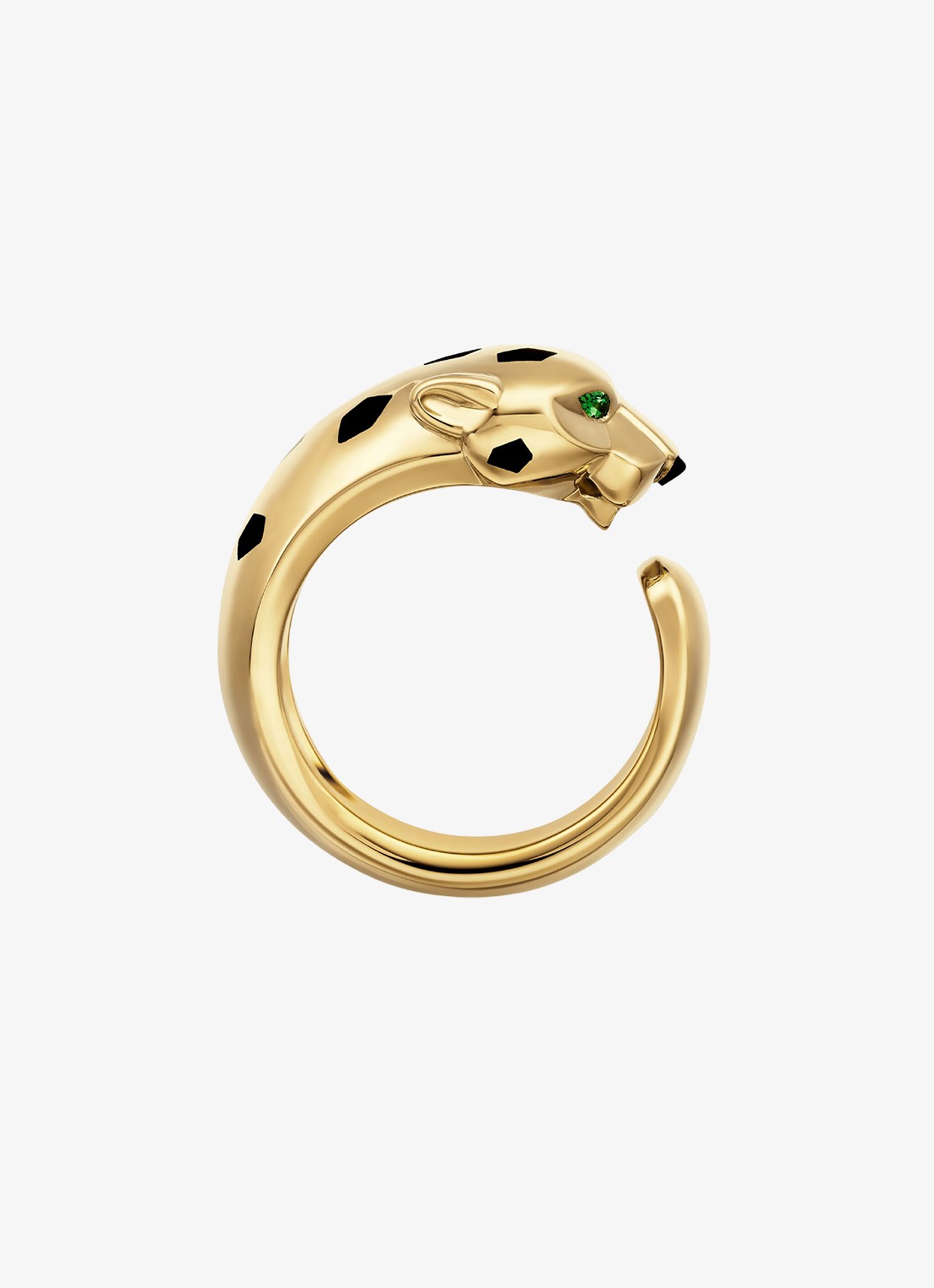 Cartier Panthère de Cartier ring, medium model van 18 karaat geelgoud met onyx en tsavoriet granaat CRB42308 - achterkant 8 geelgoud