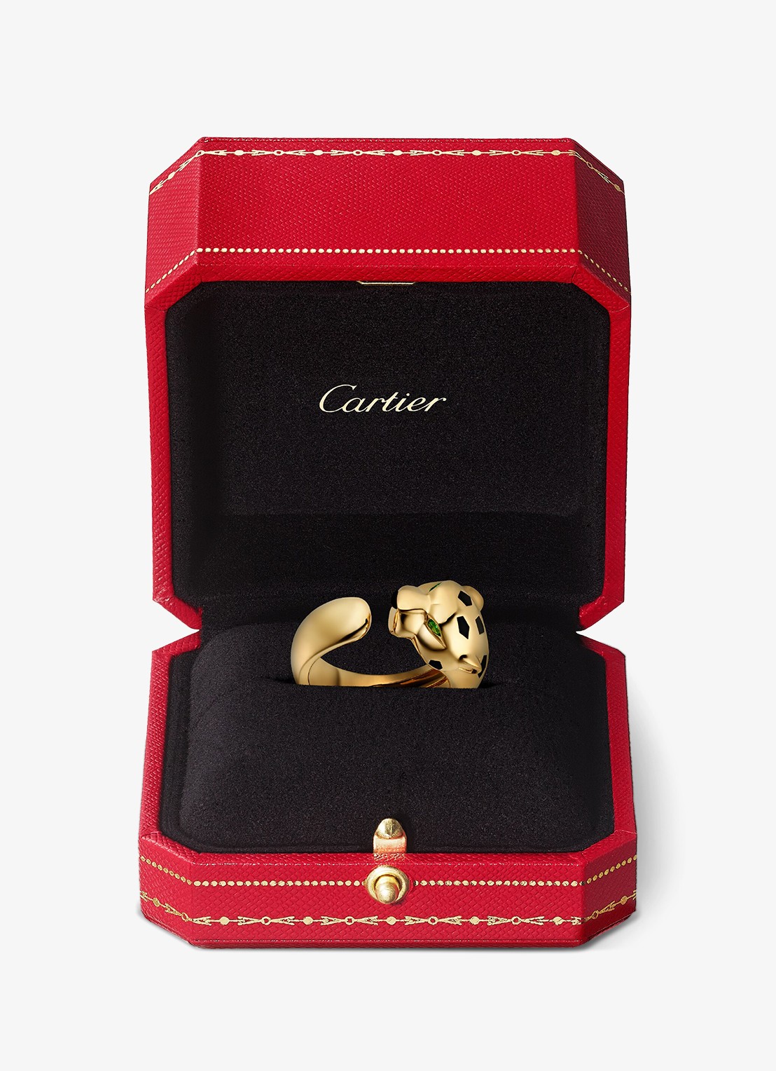 Cartier Panthère de Cartier ring, medium model van 18 karaat geelgoud met onyx en tsavoriet granaat CRB42308 - detail 6 geelgoud