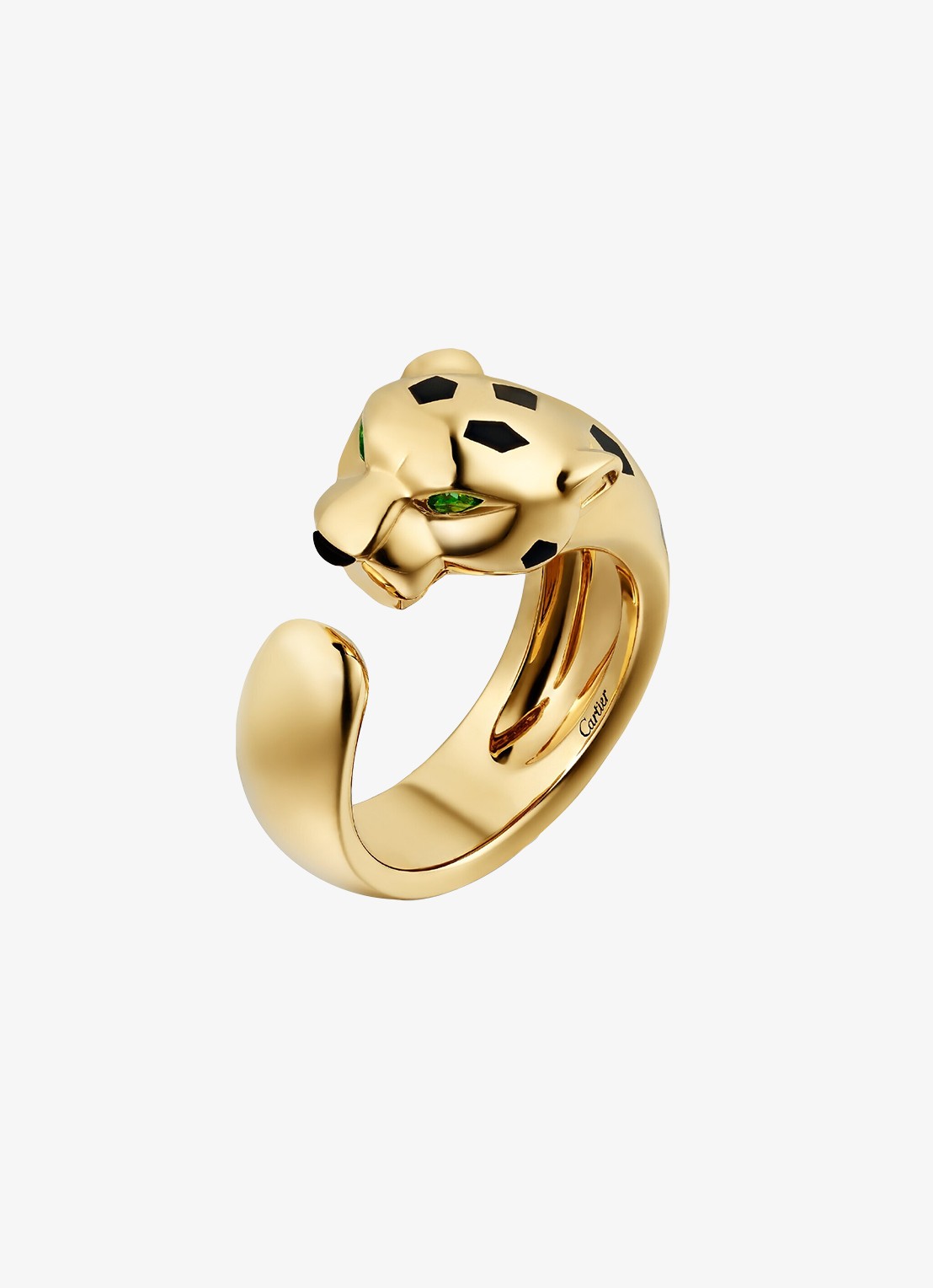 Cartier Panthère de Cartier ring, medium model van 18 karaat geelgoud met onyx en tsavoriet granaat CRB42308 - voorkant geelgoud