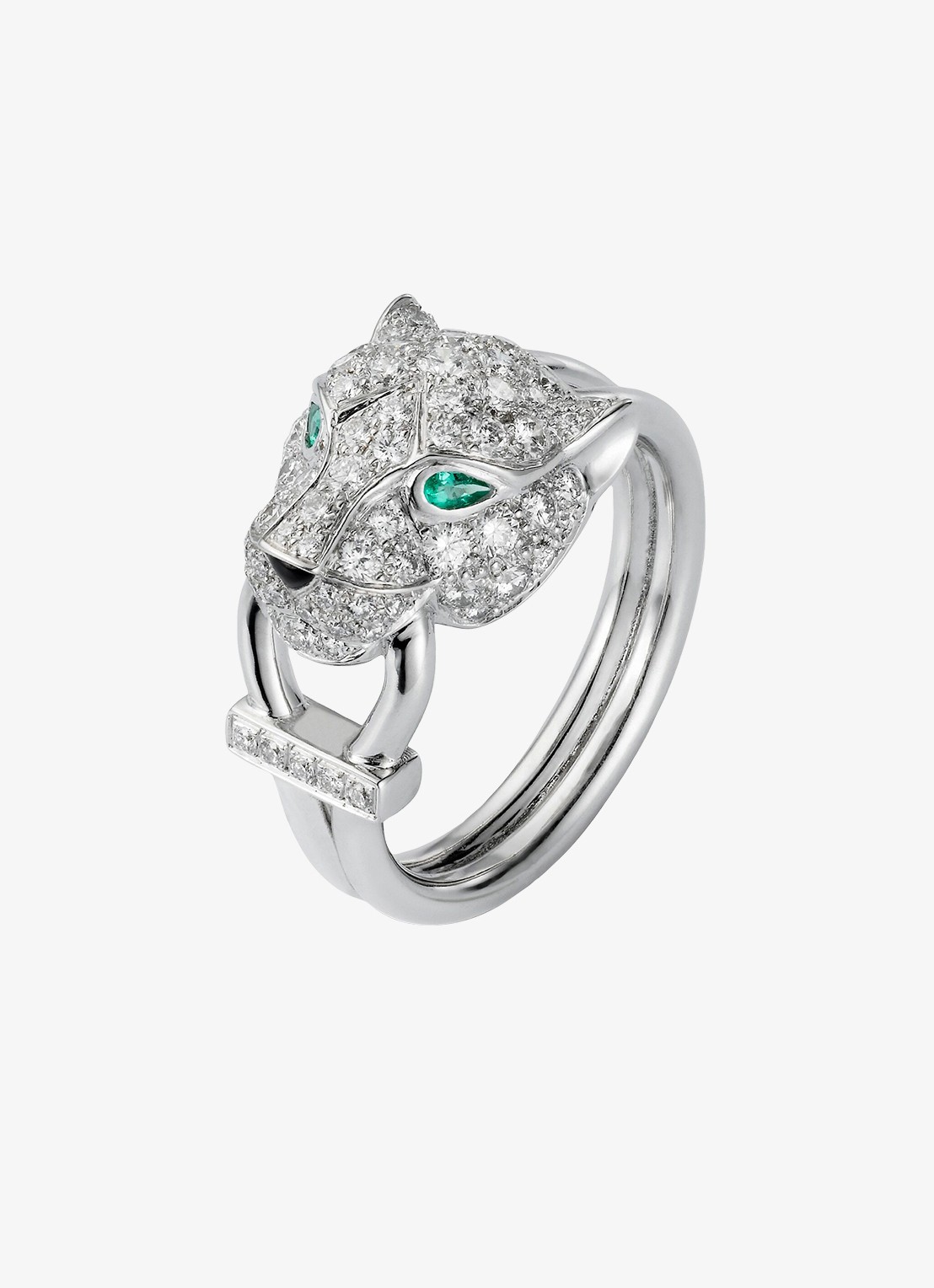 Cartier Panthère de Cartier ring van 18 karaat witgoud met emerald, onyx en diamanten CRN4244700 - achterkant 4 witgoud