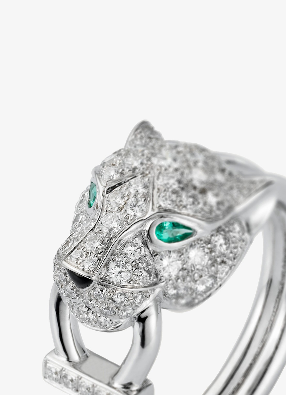 Cartier Panthère de Cartier ring van 18 karaat witgoud met emerald, onyx en diamanten CRN4244700 - detail witgoud