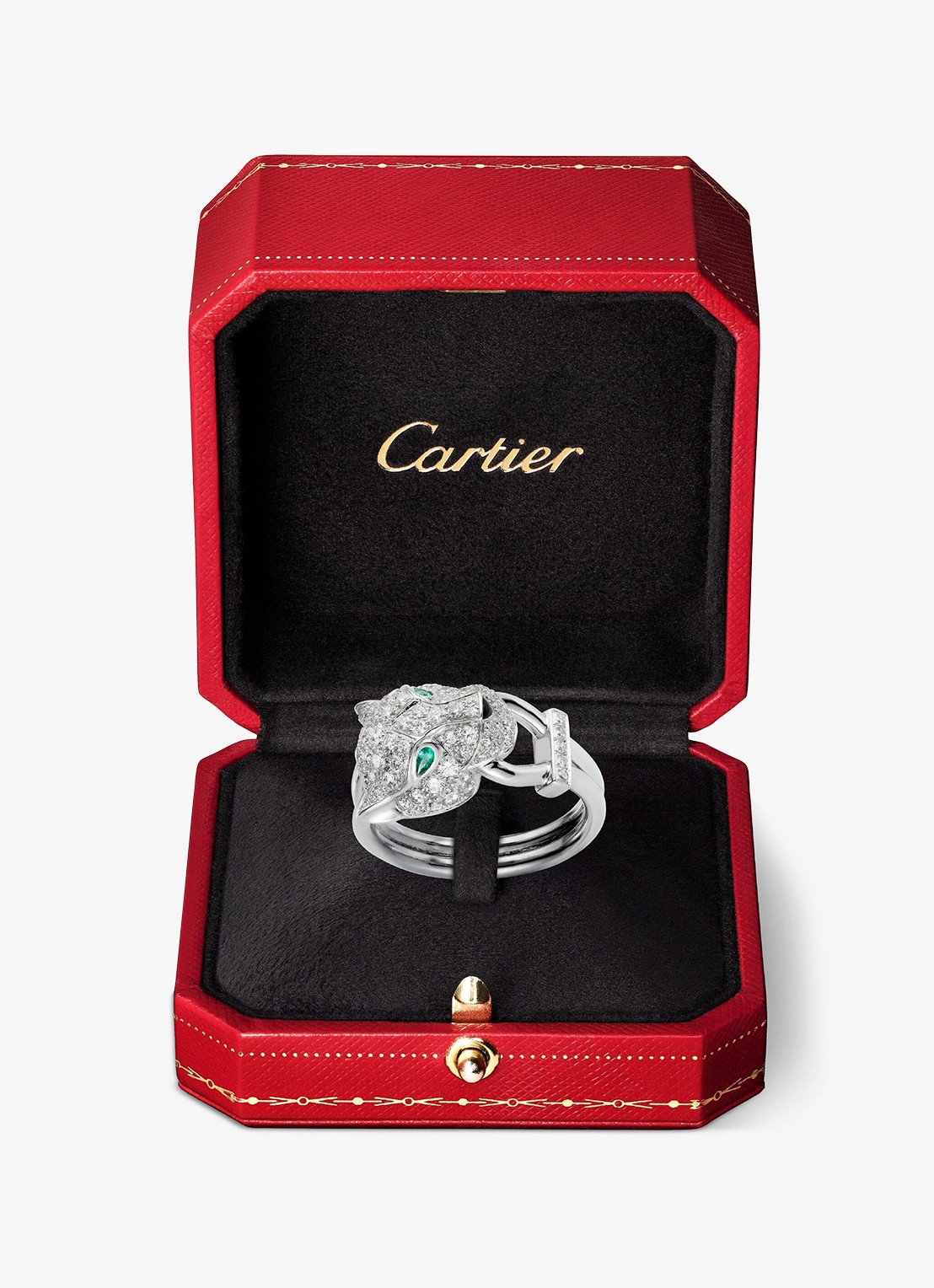 Cartier Panthère de Cartier ring van 18 karaat witgoud met emerald, onyx en diamanten CRN4244700 - detail 2 witgoud
