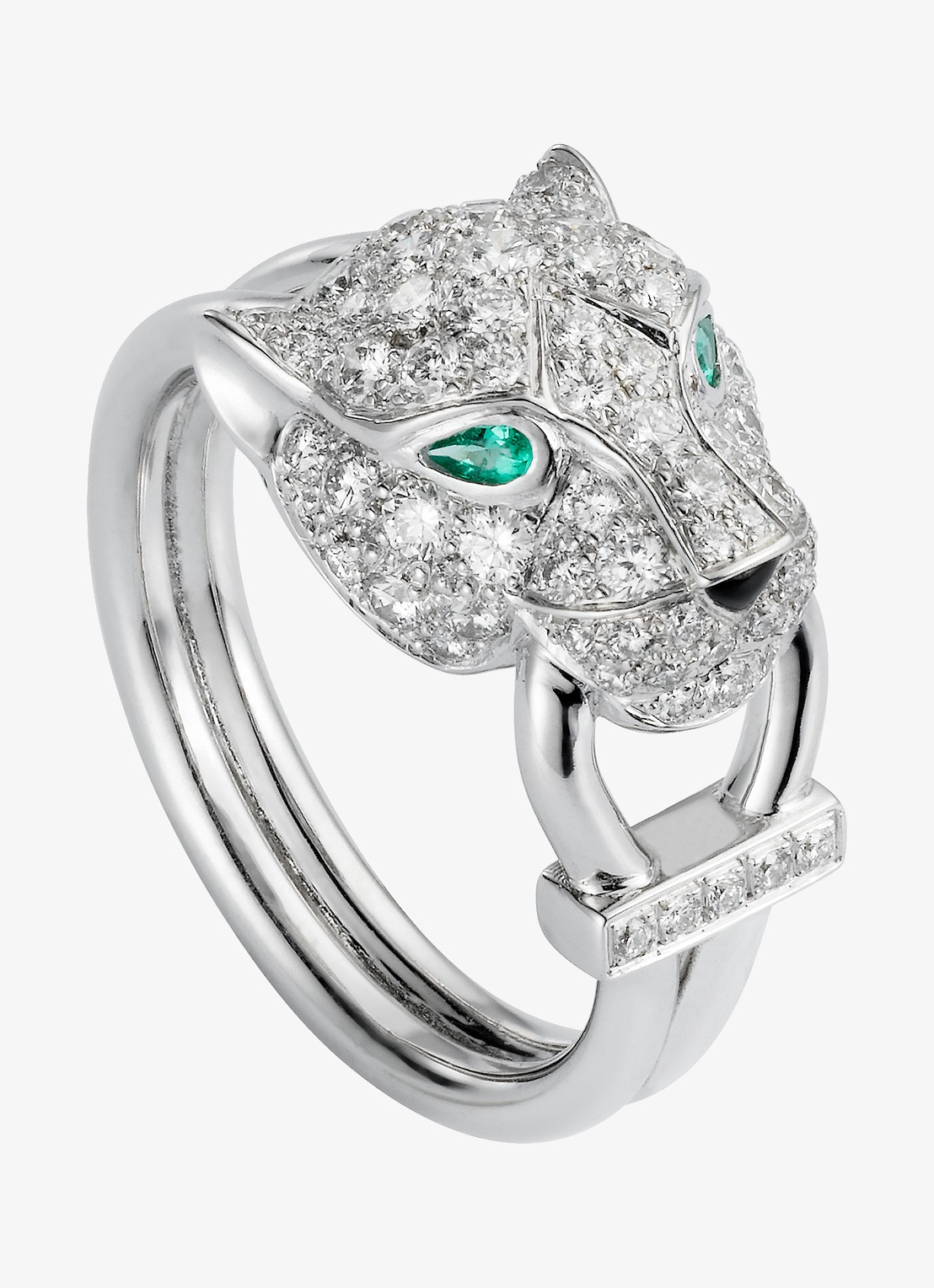 Cartier Panthère de Cartier ring van 18 karaat witgoud met emerald, onyx en diamanten CRN4244700 - voorkant 3 witgoud