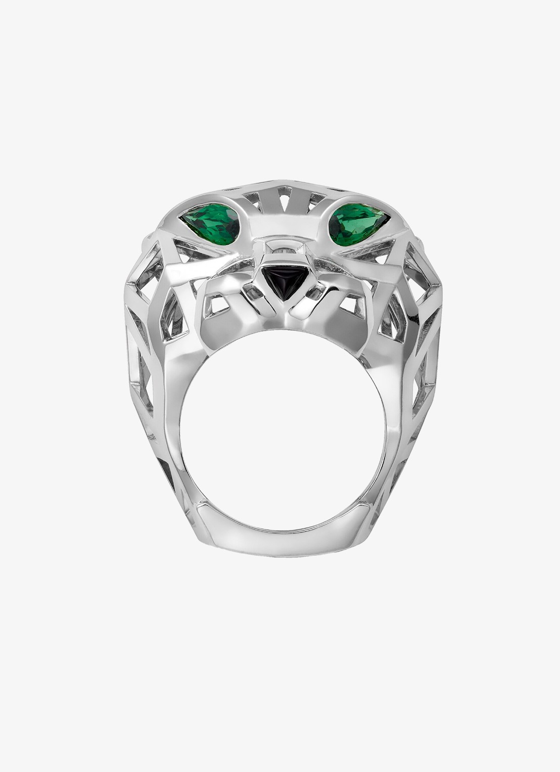 Cartier Panthère de Cartier ring van 18 karaat witgoud met onyx en tsavoriet granaat CRN47309 - detail witgoud
