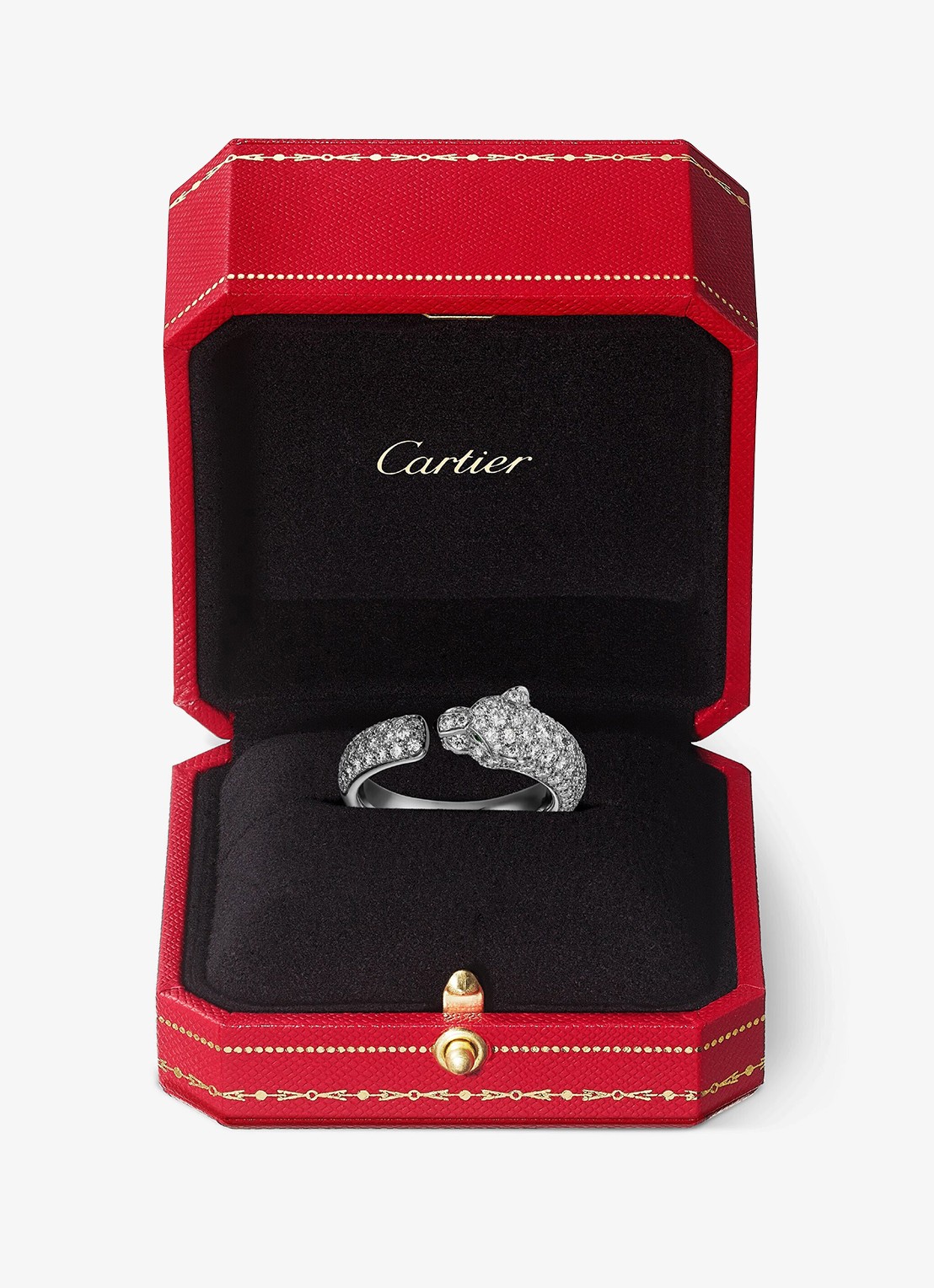 Cartier Panthère de Cartier ring van 18 karaat witgoud met onyx, smaragd en 0.95 ct diamant CRN47656 - detail 5 witgoud