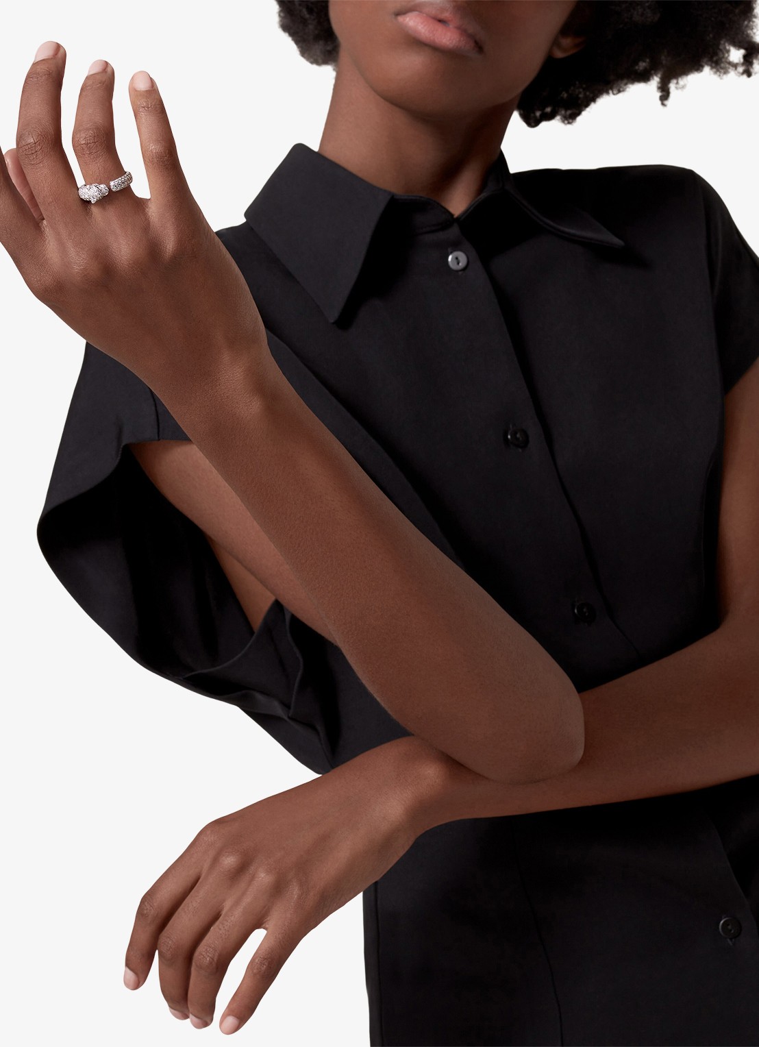 Cartier Panthère de Cartier ring van 18 karaat witgoud met onyx, smaragd en 0.95 ct diamant CRN47656 - voorkant 8 witgoud