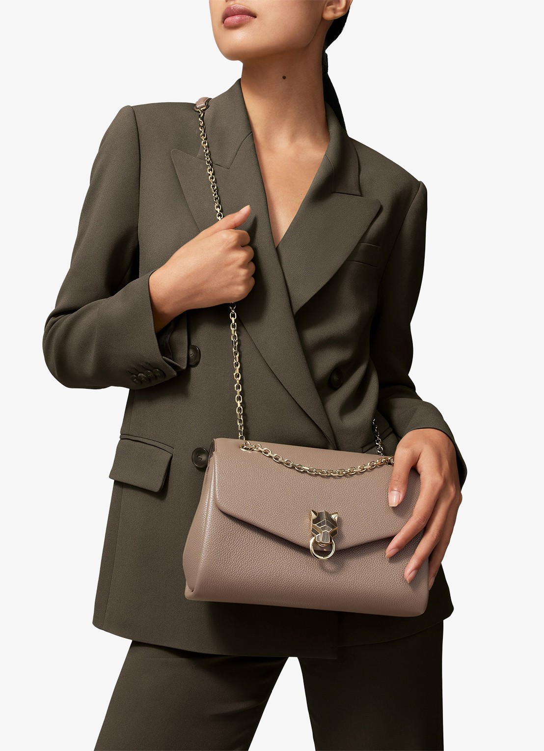 Cartier Panthère de Cartier Small schoudertas van kalfsleer CRL1002655 - voorkant 8 taupe