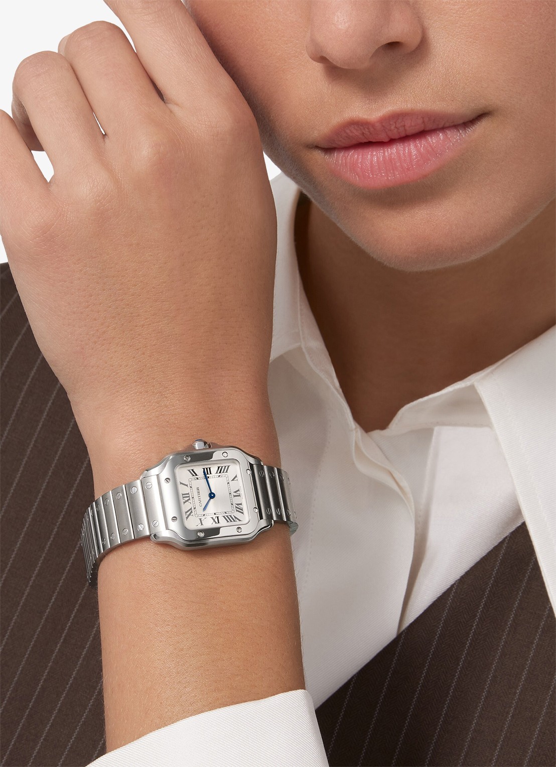 Cartier Santos de Cartier horloge CRWSSA0082 - voorkant 3 zilver