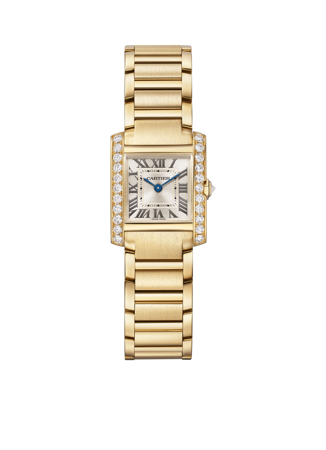 Cartier Tank Française horloge small met diamanten CRWJTA0039 - voorkant geelgoud