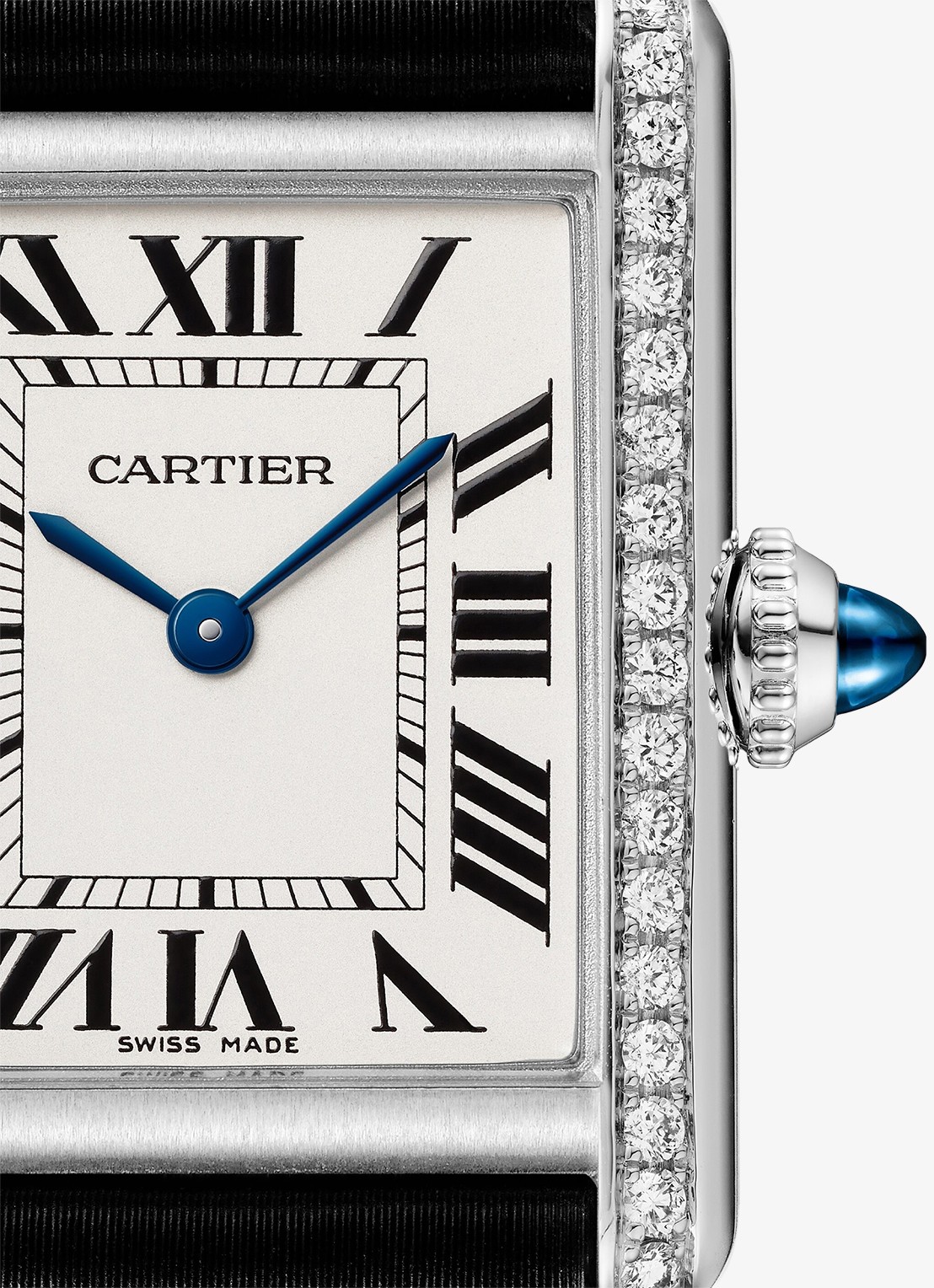 Cartier Tank Must de Cartier horloge, small model met 0.39 ct diamant CRW4TA0031 - detail zilver