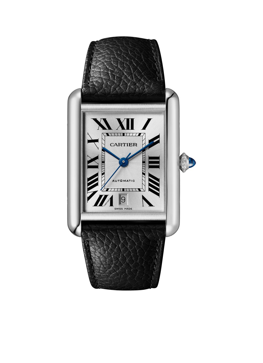 Cartier Tank Must extra-large horloge van staal en kalfsleer - Automatic CRWSTA0040 - voorkant zilver