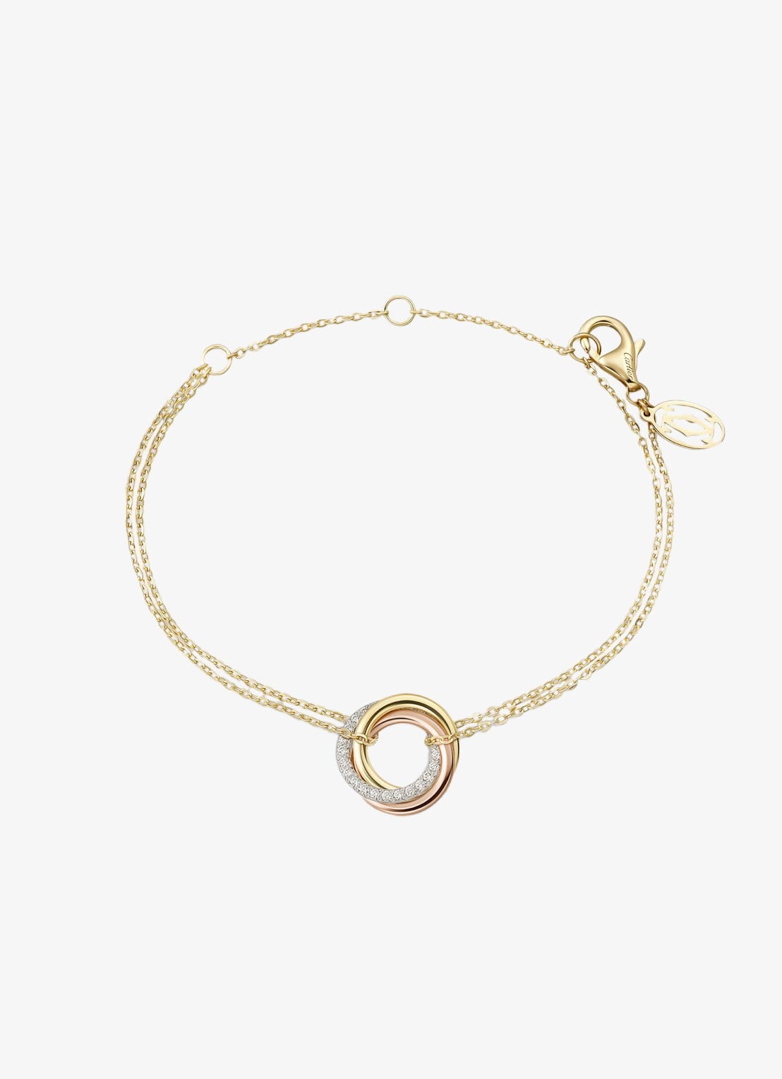 Cartier Trinity armband van 18 karaat rosé-, geel-, en witgoud met 25 diamanten CRB6069815 - voorkant 6 multicolor