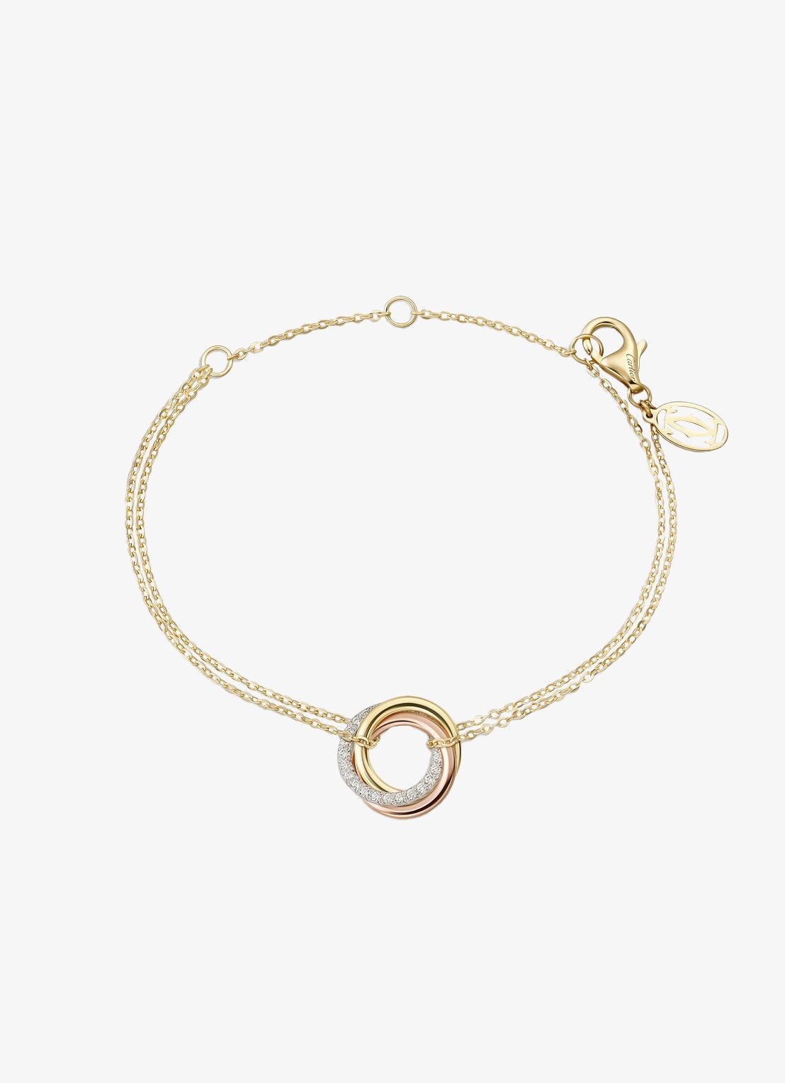 Cartier Trinity armband van 18 karaat rosé-, wit-, en geelgoud CRB60698 - voorkant 6 multicolor