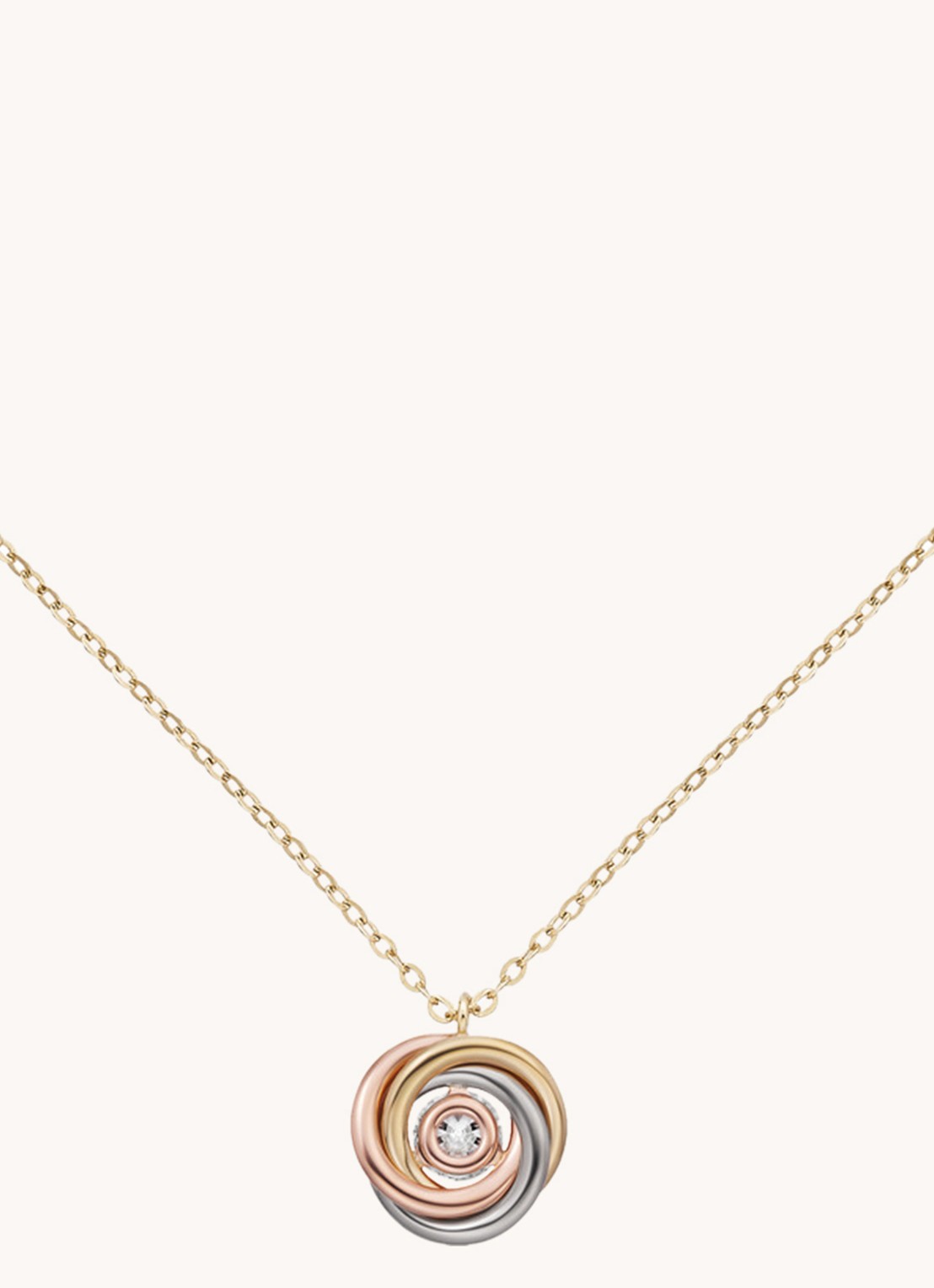 Cartier Trinity de Cartier ketting van 18 karaat rosé-, geel-, en witgoud met diamanten CRB7224844 - achterkant 3 goud