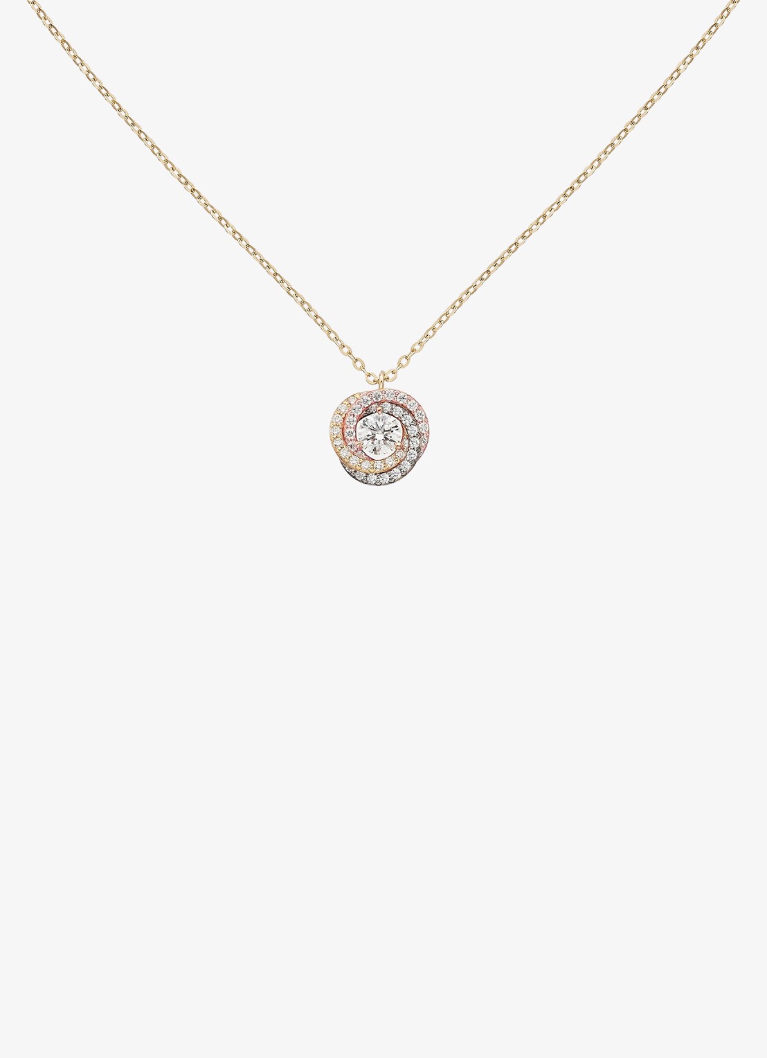 Cartier Trinity de Cartier ketting van 18 karaat rosé-, wit,- en geelgoud met 0.29 ct diamant CRB7224807 - detail goud