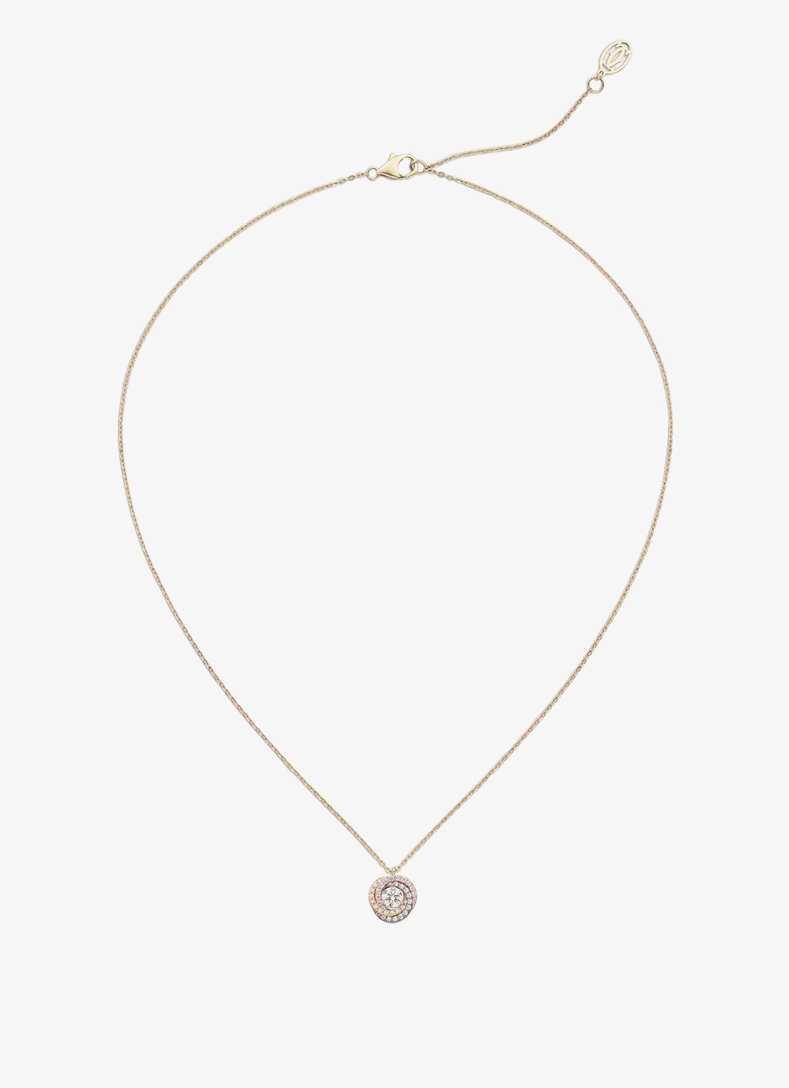 Cartier Trinity de Cartier ketting van 18 karaat rosé-, wit,- en geelgoud met 0.29 ct diamant CRB7224807 - voorkant 7 goud