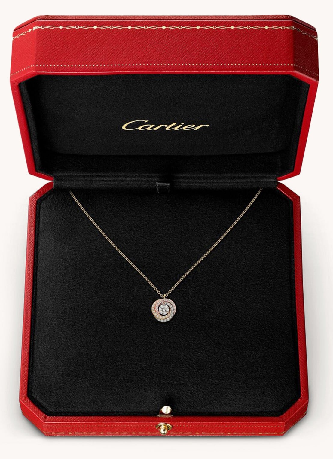 Cartier Trinity de Cartier ketting van 18 karaat rosé-, wit,- en geelgoud met diamanten CRB7224807 - detail goud
