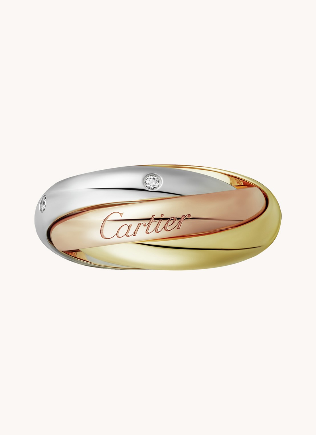 Cartier Trinity medium ring van 18 karaat rosé-, wit,- en geelgoud met diamant CRB4088500 - detail 7 aluminium