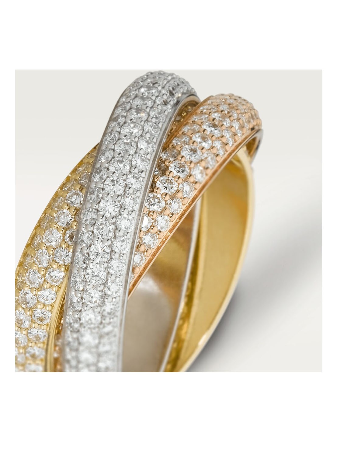 Cartier Trinity medium ring van 18 karaat wit-, rosé en geelgoud met diamanten CRN4210700 - detail 2 aluminium