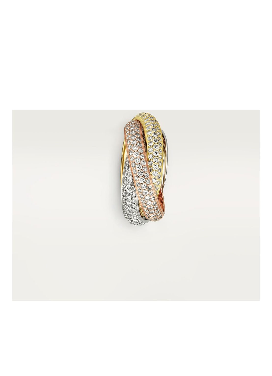 Cartier Trinity medium ring van 18 karaat wit-, rosé en geelgoud met diamanten CRN4210700 - detail 4 aluminium