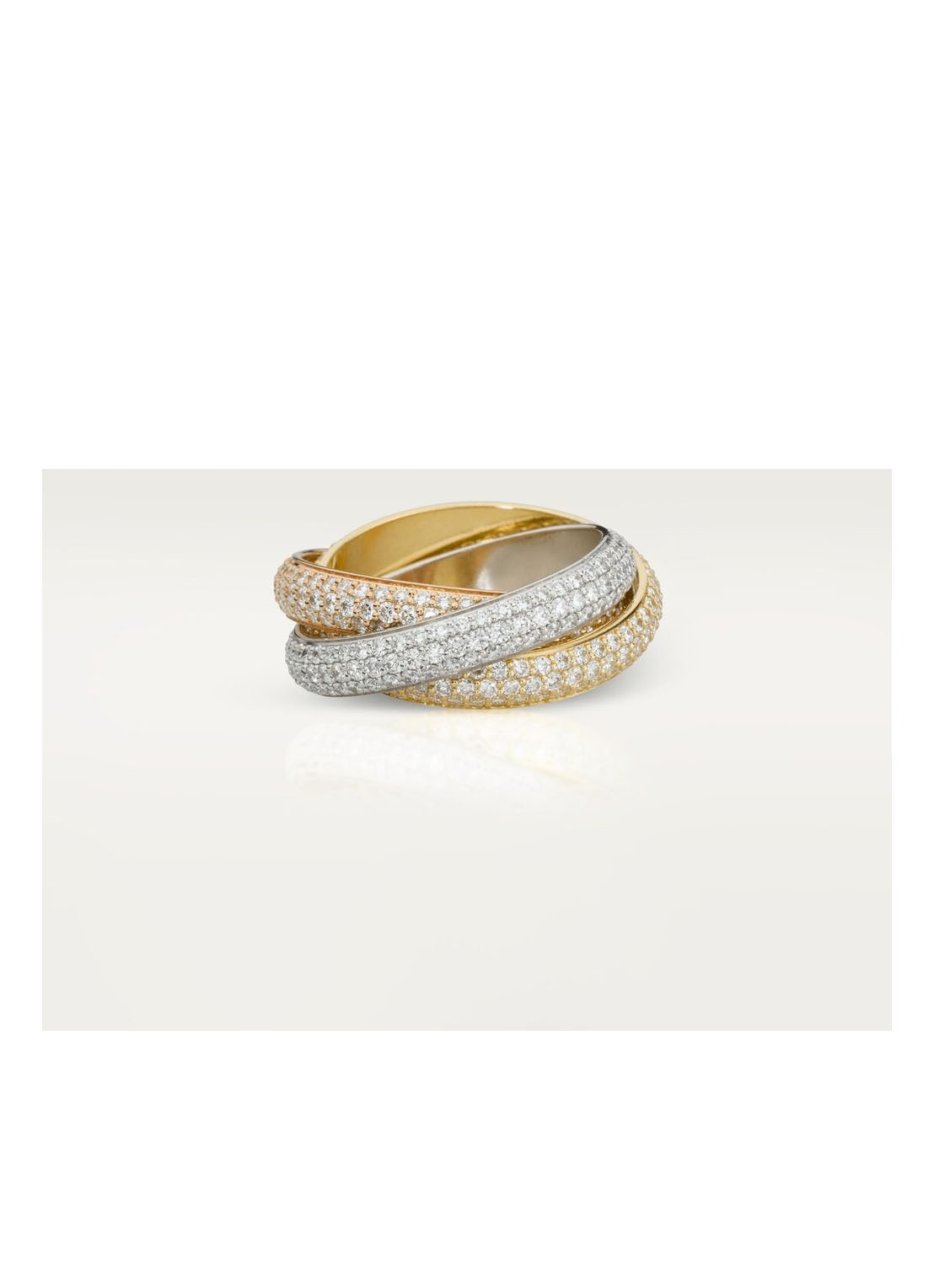 Cartier Trinity medium ring van 18 karaat wit-, rosé en geelgoud met diamanten CRN4210700 - voorkant 8 aluminium