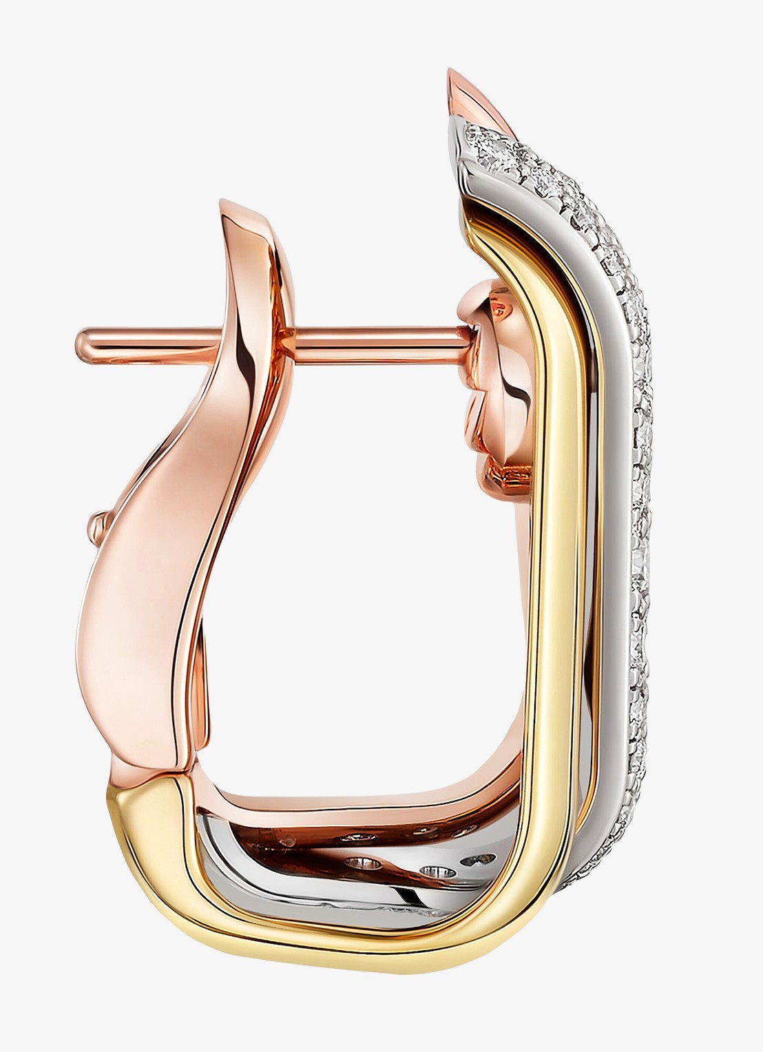 Cartier Trinity oorringen van 18 karaat rosé-, wit-, en geelgoud met 0.49 ct diamant CRB8301535 - detail 2 goud