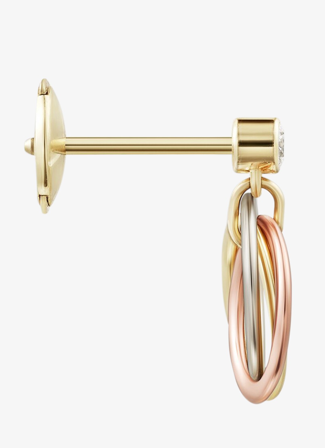 Cartier Trinity oorstekers van 18 karaat rosé-, wit-, en geelgoud met 1 diamant CRB8301462 - detail 2 multicolor