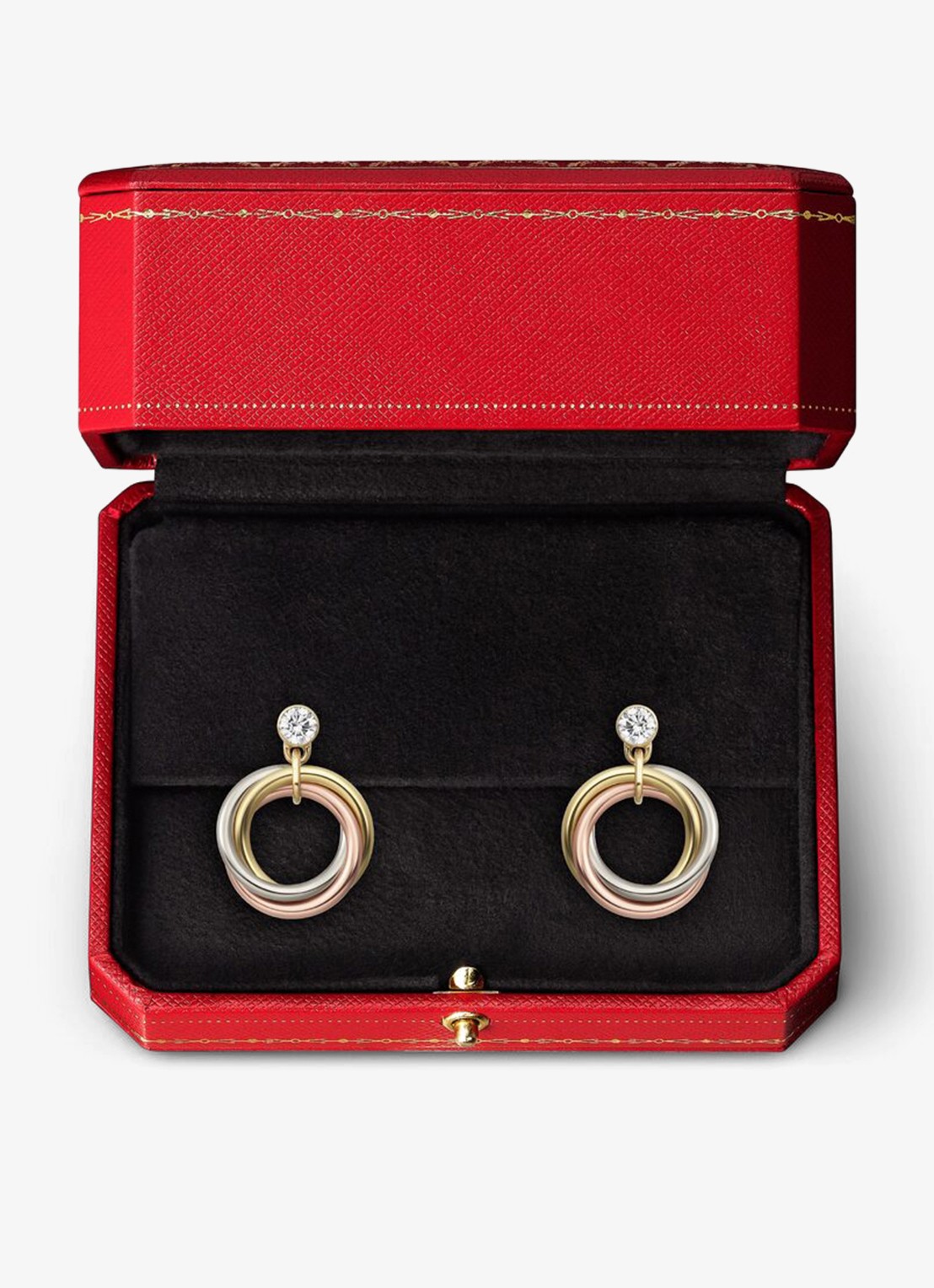 Cartier Trinity oorstekers van 18 karaat rosé-, wit-, en geelgoud met 1 diamant CRB8301462 - detail 4 multicolor