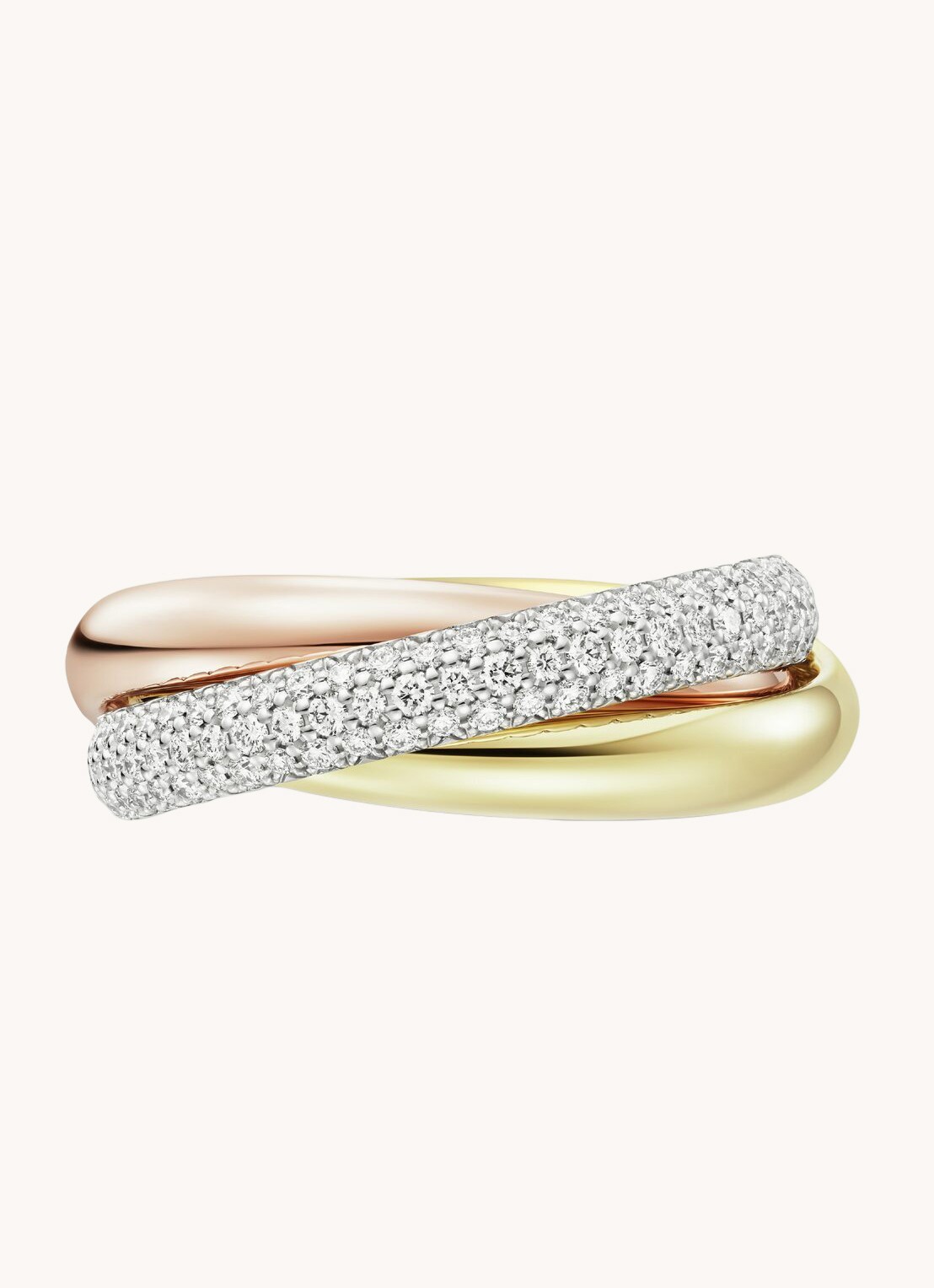 Cartier Trinity ring medium van 18 karaat rosé-, wit-, en geelgoud met diamant CRB4236000 - detail 5 multicolor