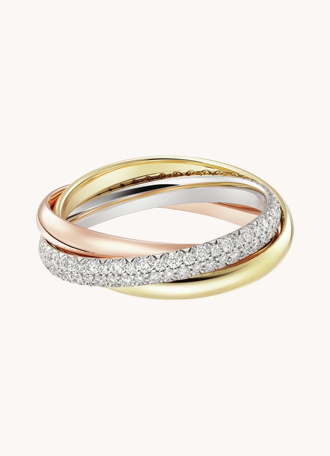 Cartier Trinity ring small van 18 karaat rosé-, wit-, en geelgoud met diamant CRB4235900  - voorkant 6 multicolor
