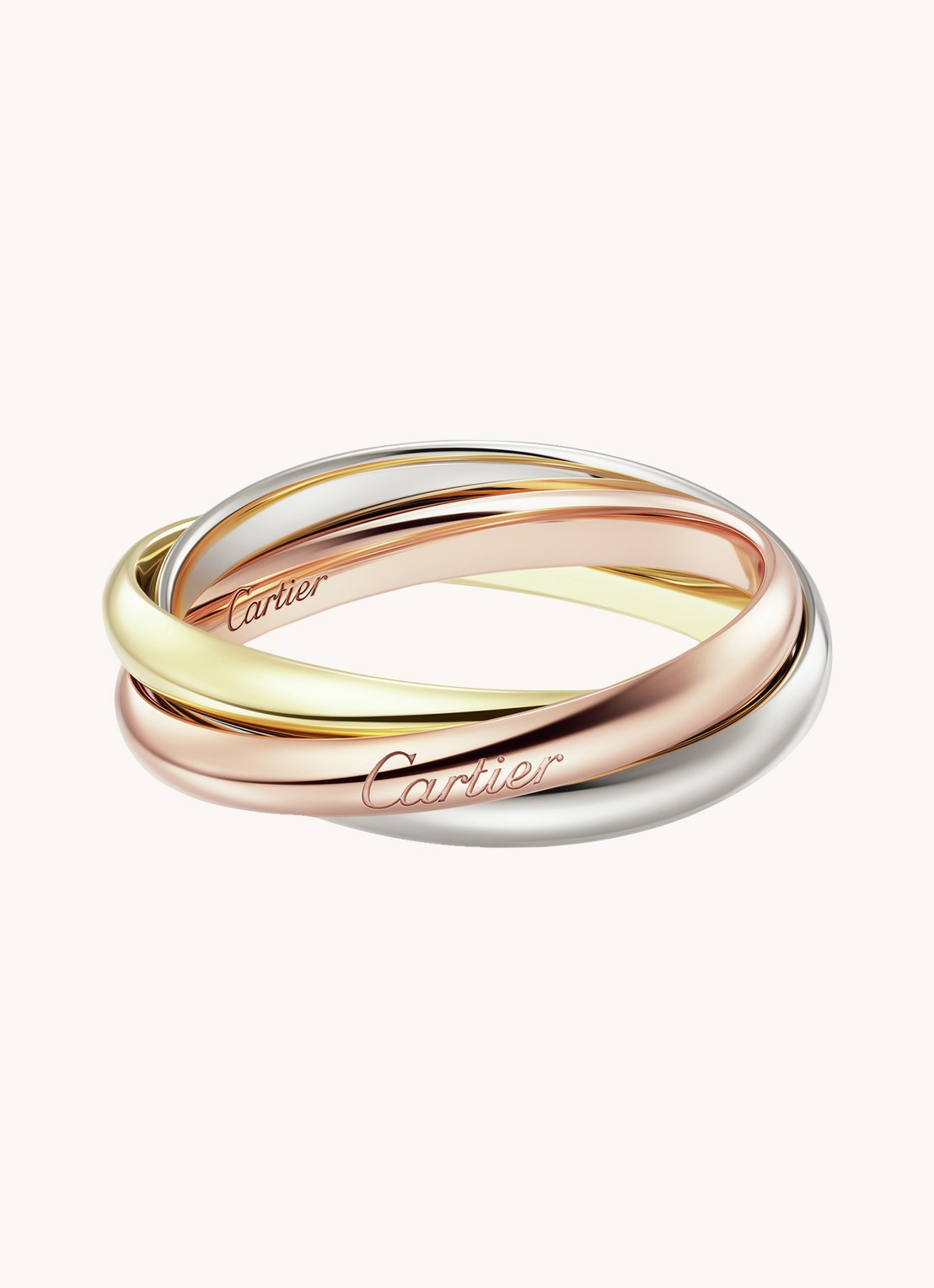 Cartier Trinity ring small van 18 karaat rosé-, wit-, en geelgoud    - voorkant 6 multicolor