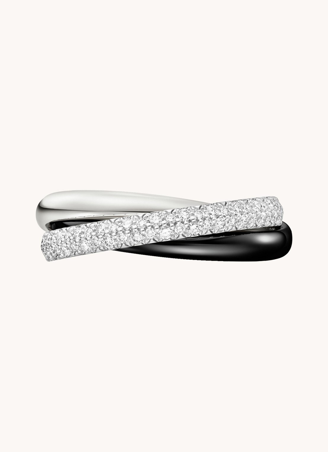 Cartier Trinity ring small van 18 karaat witgoud met diamant CRB4235400 - detail witgoud