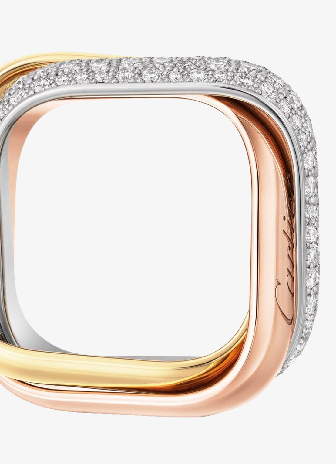 Cartier Trinity ring van 18 karaat rosé-, wit-, en geelgoud en 145 diamanten CRB42420 - detail 2 multicolor