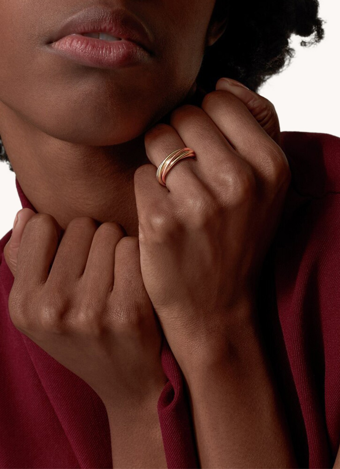 Cartier Trinity ring van 18 karaat wit-, geel- en roségoud CRB4089100   - voorkant 7 multicolor