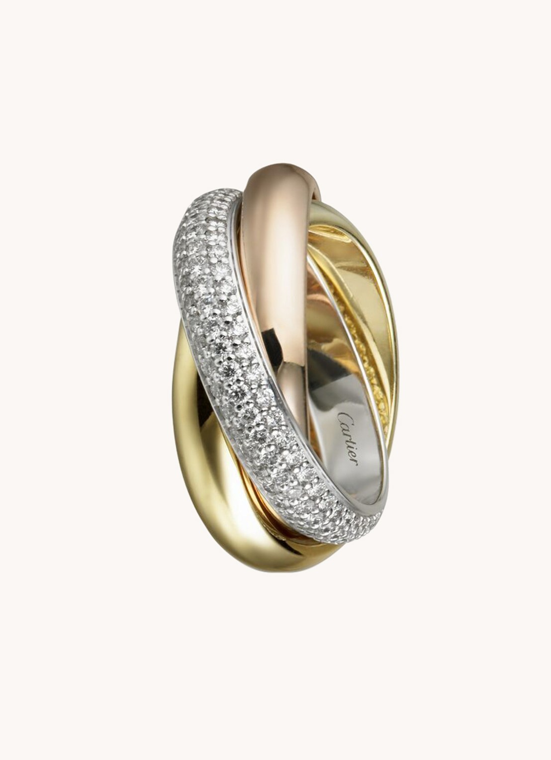Cartier Trinity ring van 18 karaat wit-, geel- en roségoud met diamant CRB4038900 - detail 4 aluminium