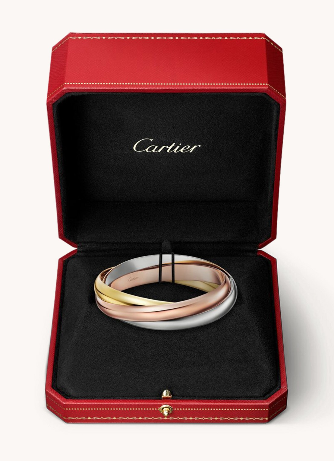 Cartier Trinity XL bangle van 18 karaat geel- rosé - en witgoud CRB6077917 - detail 6 goud