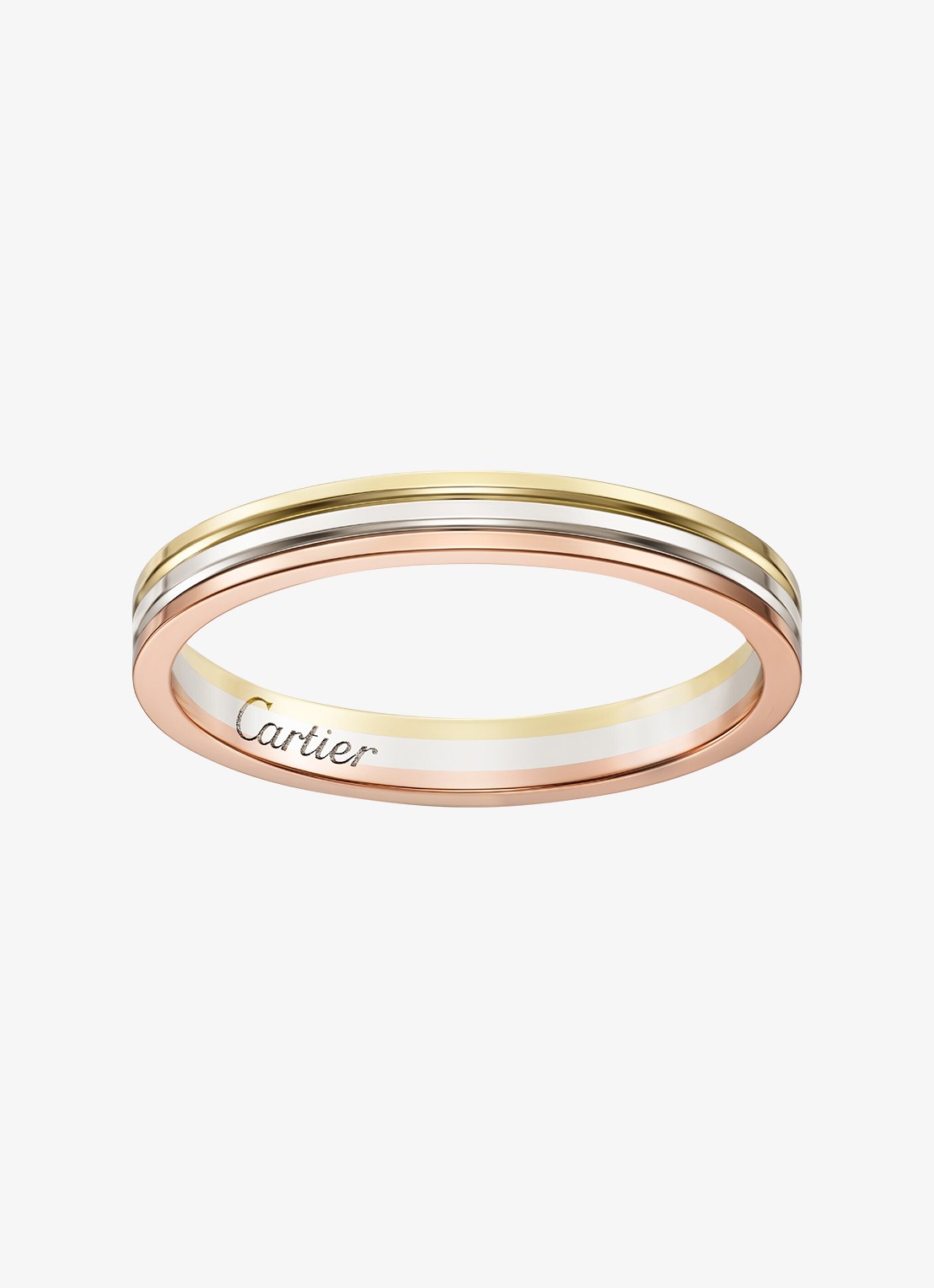Cartier Vendome Louis Cartier trouwring van 18 karaat rosé-, wit-, en geelgoud CRB4209900 - voorkant goud