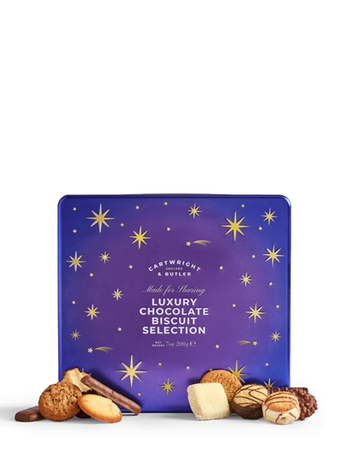 Cartwright & Butler Night Before Christmas selectie chocoladekoekjes in blik 200 gram - voorkant beige