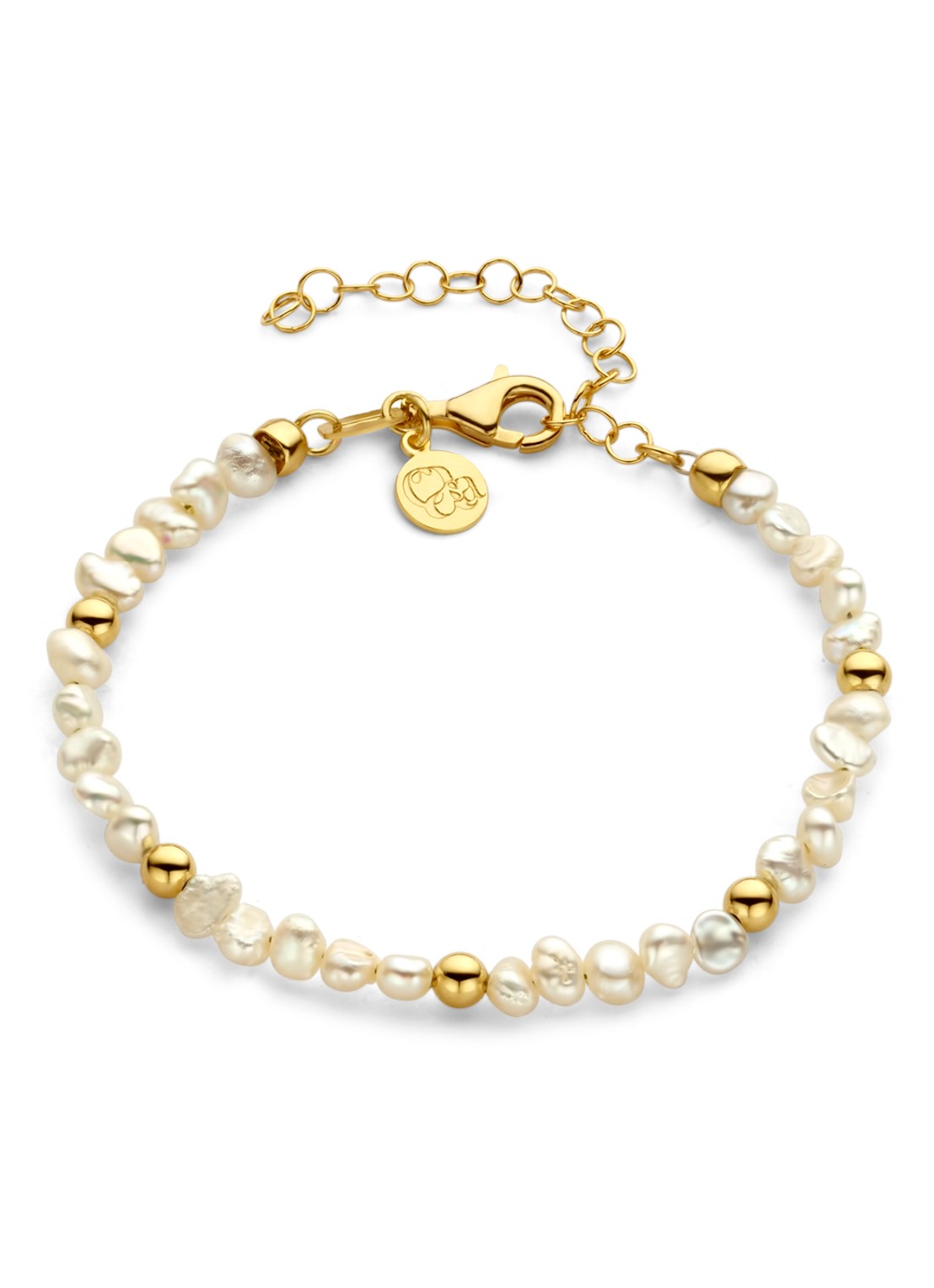 Casa Jewelry Garda Parel armband verguld - voorkant wit