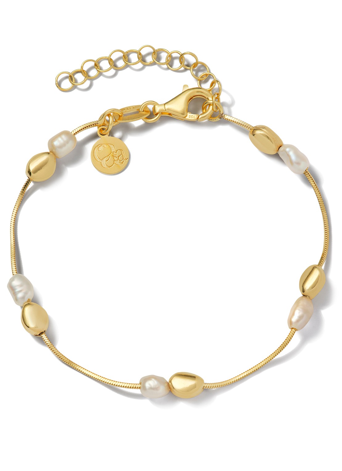Casa Jewelry Pearly Pebbles Duo armband verguld  - voorkant goud