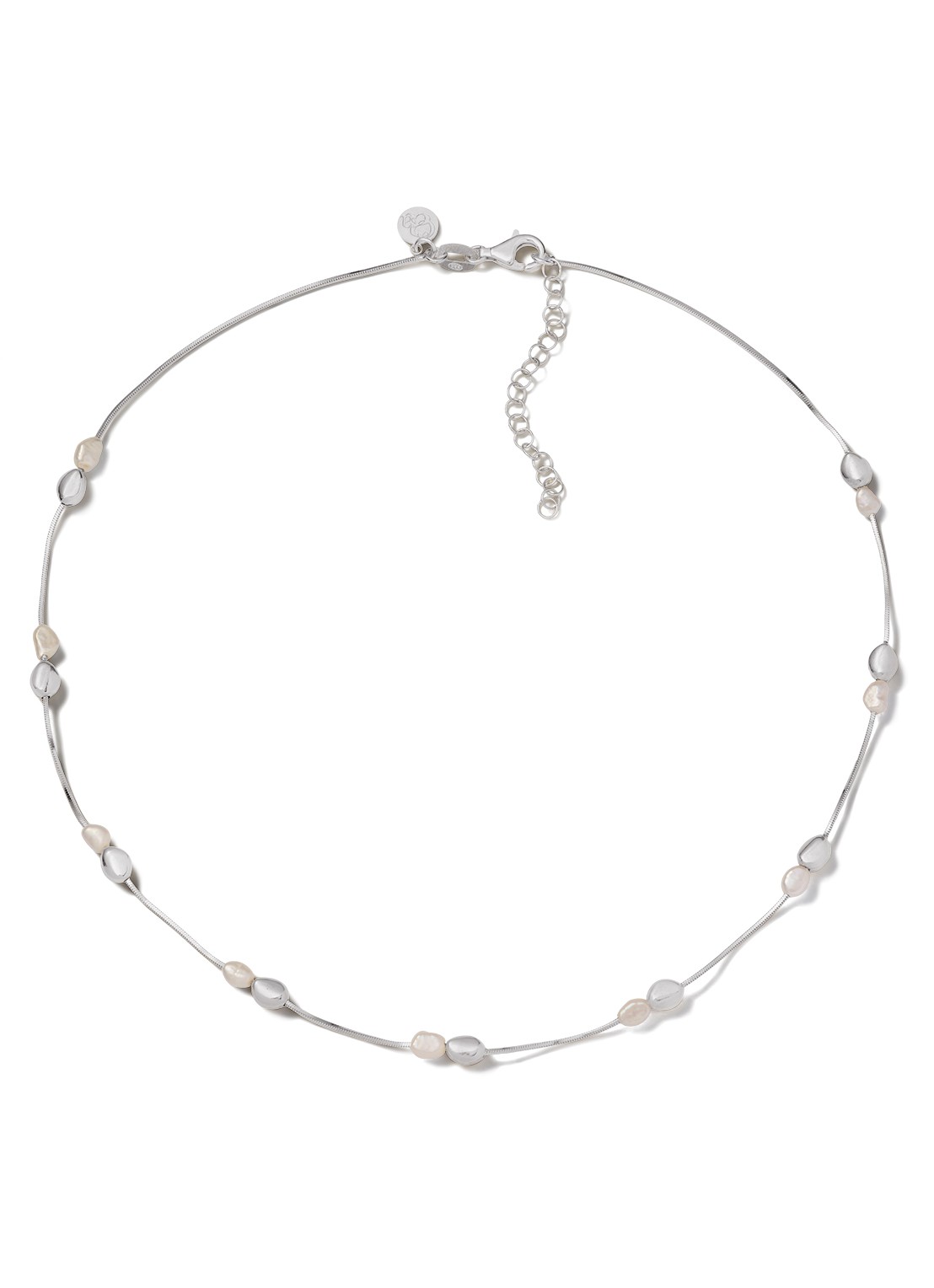 Casa Jewelry Pearly Pebbles Duo ketting van zilver - voorkant zilver