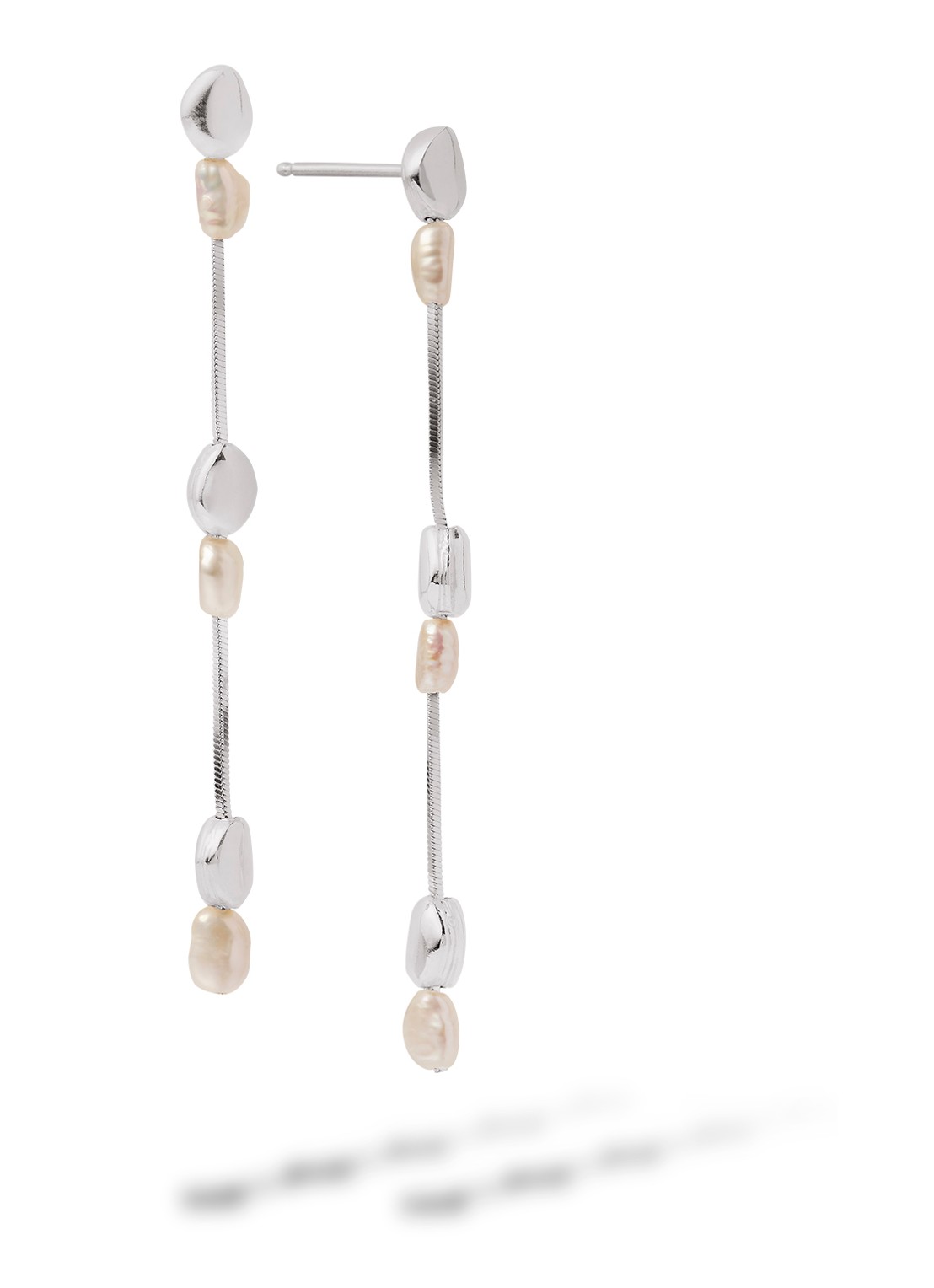 Casa Jewelry Pearly Pebbles Duo oorstekers van zilver  - voorkant zilver