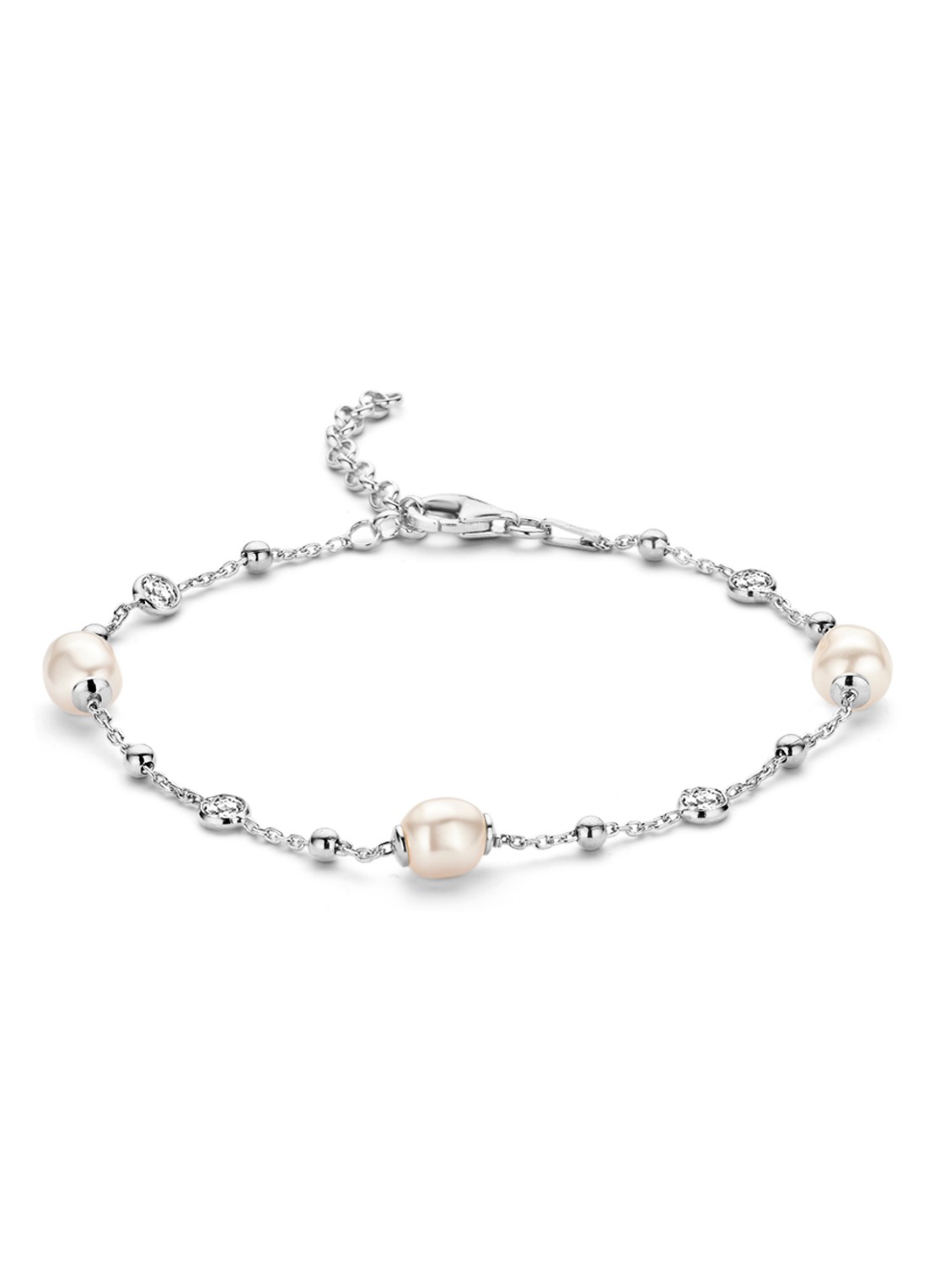 Casa Jewelry Pruts armband van zilver met parels - voorkant zilver