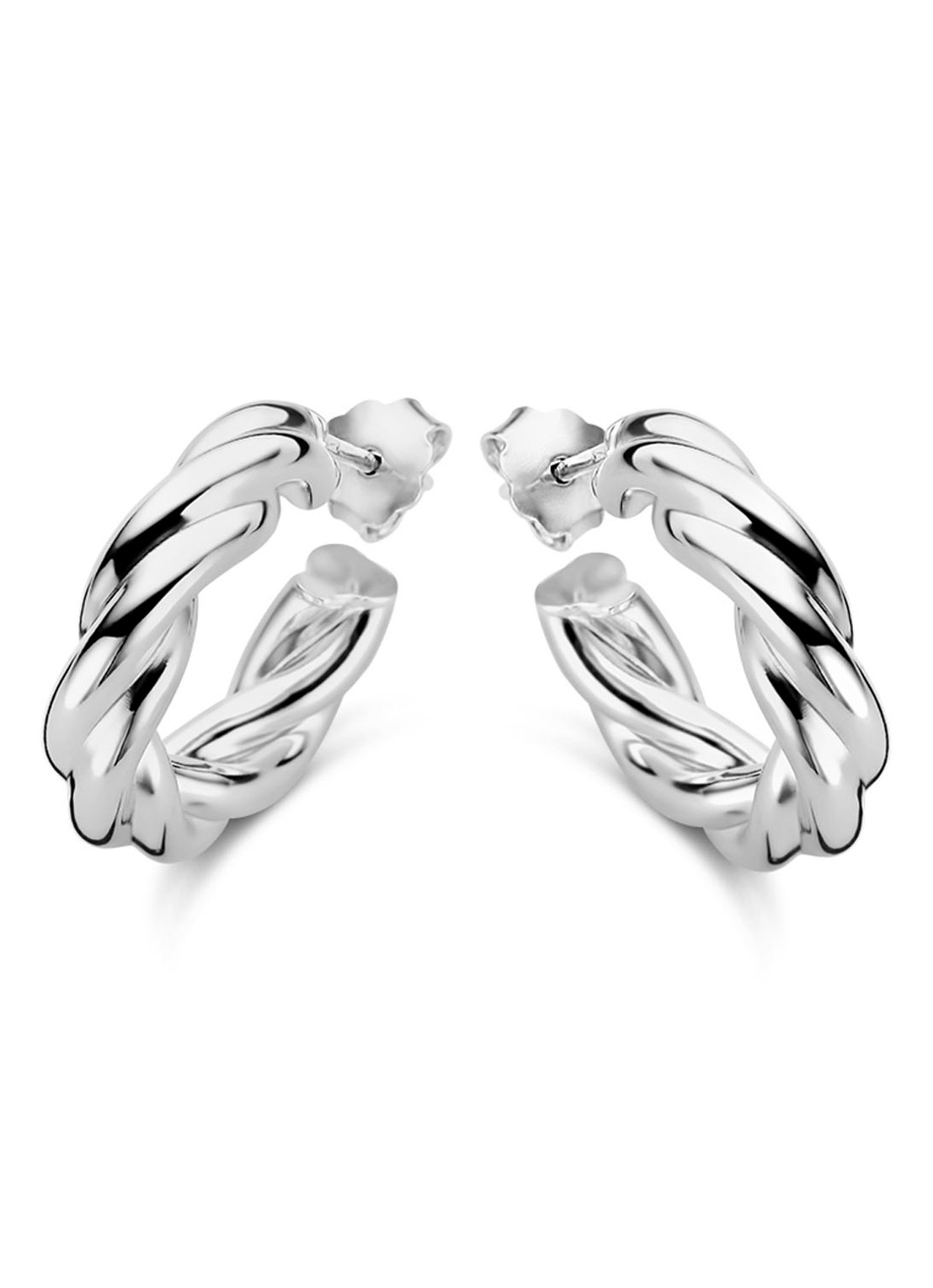 Casa Jewelry Spiral oorringen van zilver - voorkant zilver