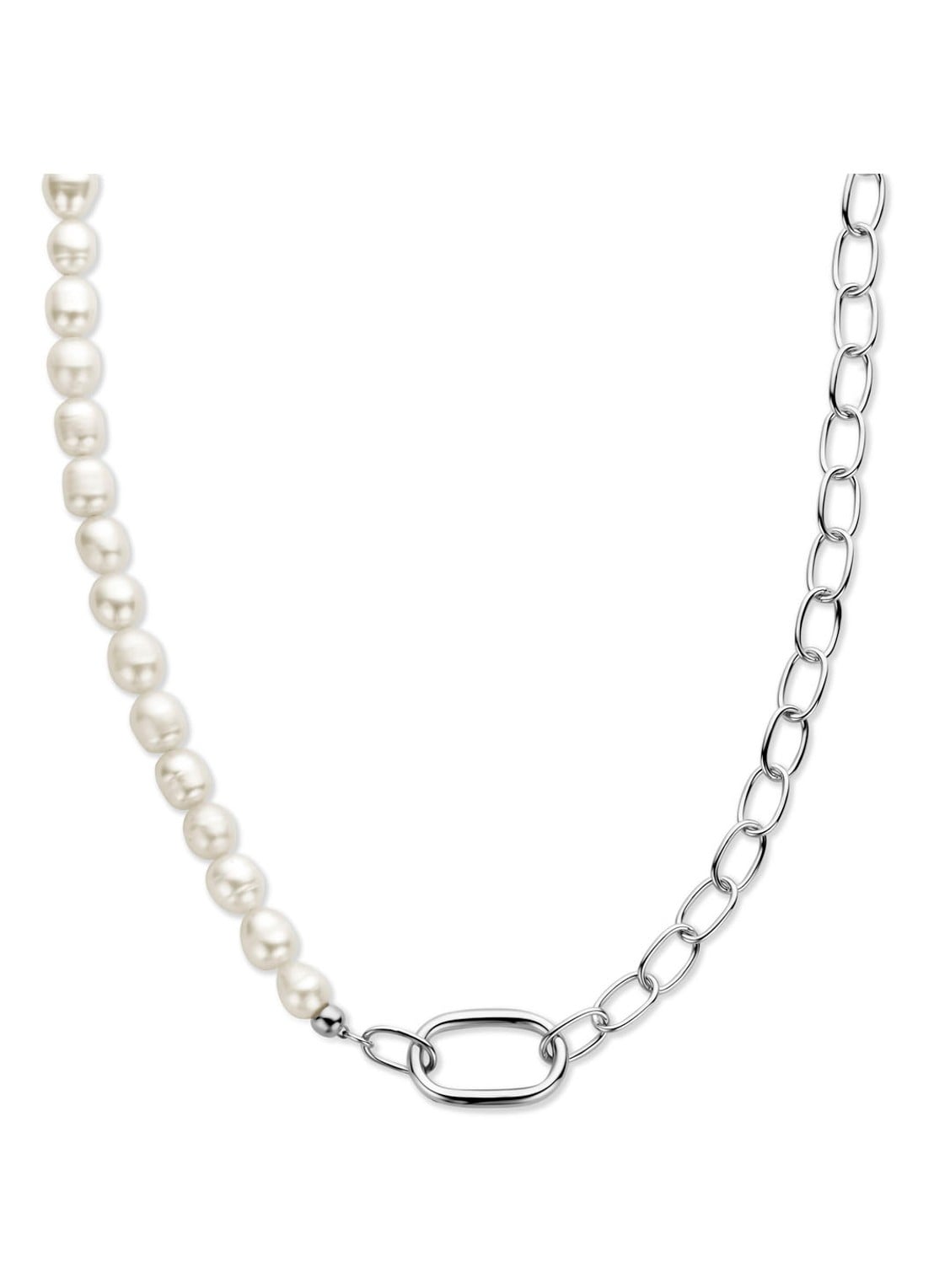 Casa Jewelry Verona ketting van zilver met zoetwaterparel - voorkant zilver